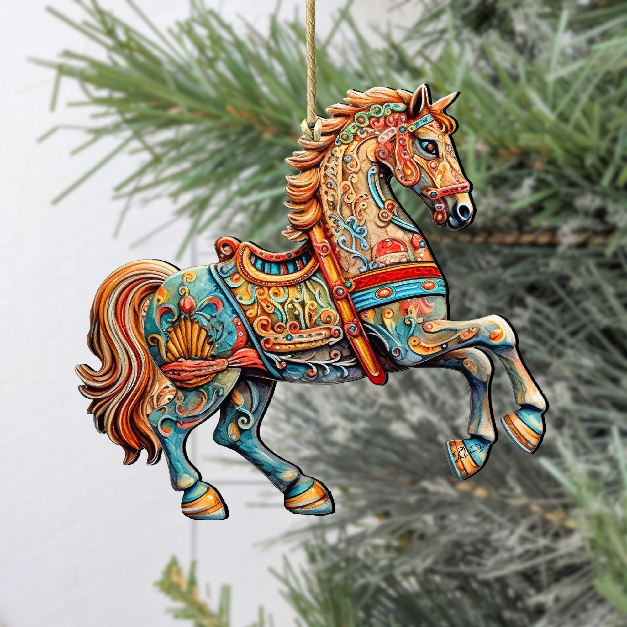 Carousel Horse Wooden Ornaments by G. Debrekht - Christmas Decor - 8100193-2