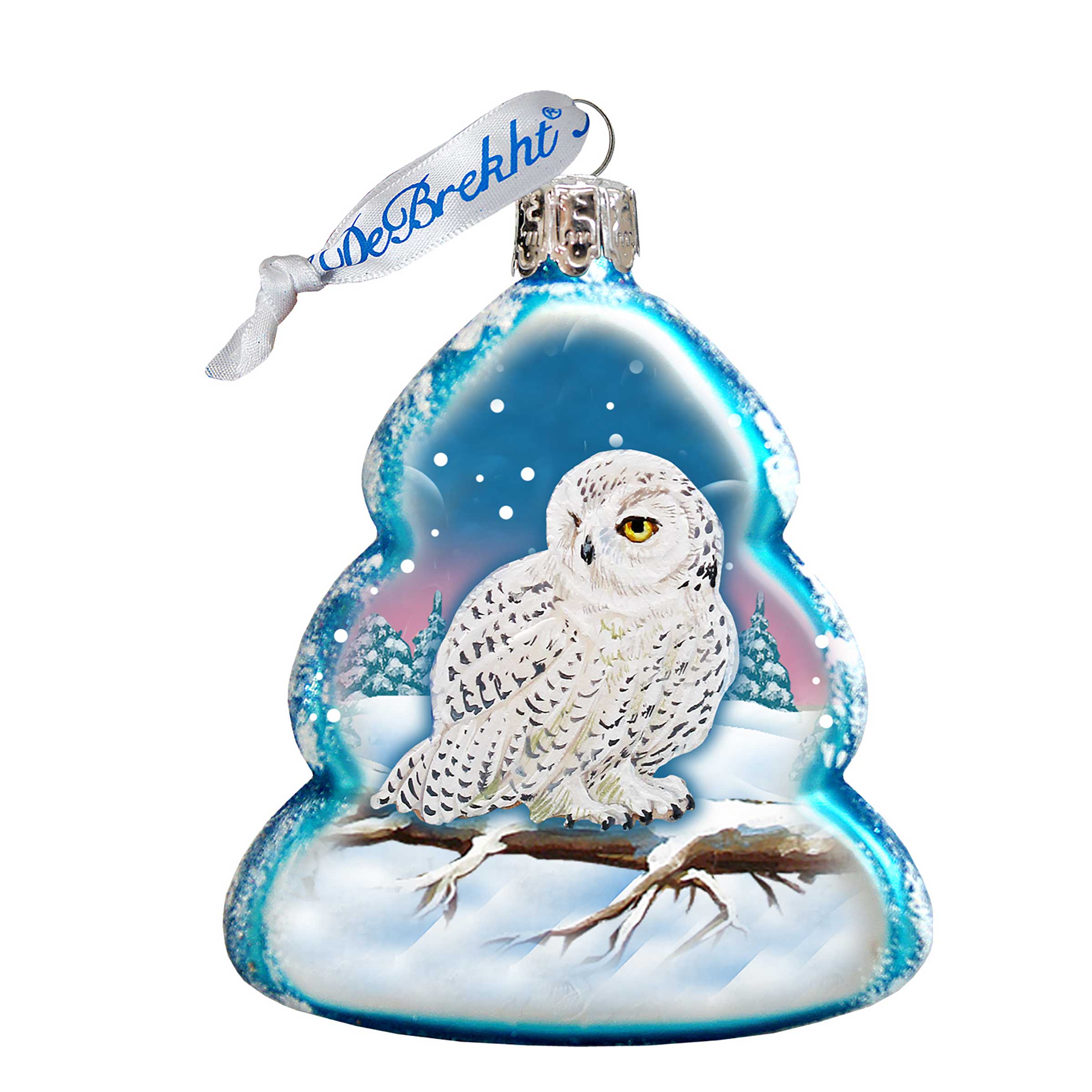 White Owl Mercury Glass Ornament by G. DeBrekht - Wildlife Holiday Decor - 771028
