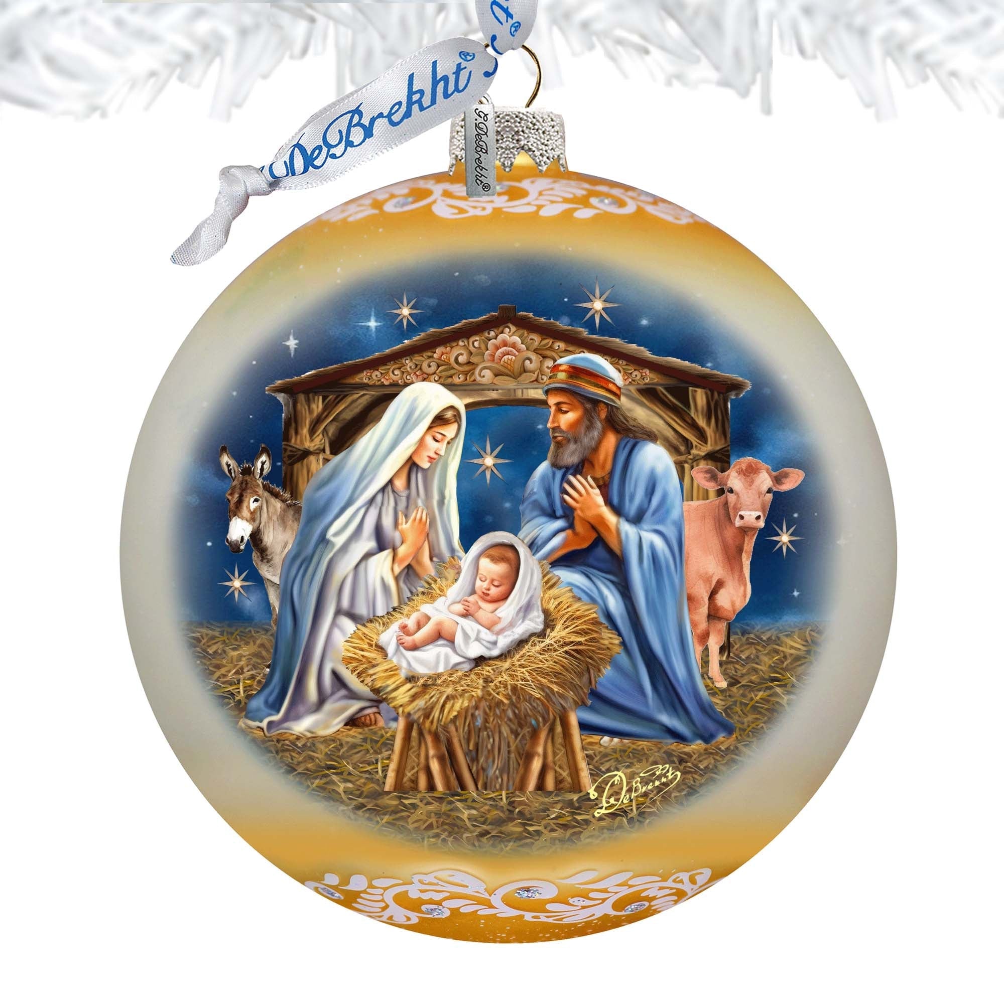 From Stable to Savior Lg Glass Ornament by G.Debrekht - Nativity Holiday Decor - 73956G