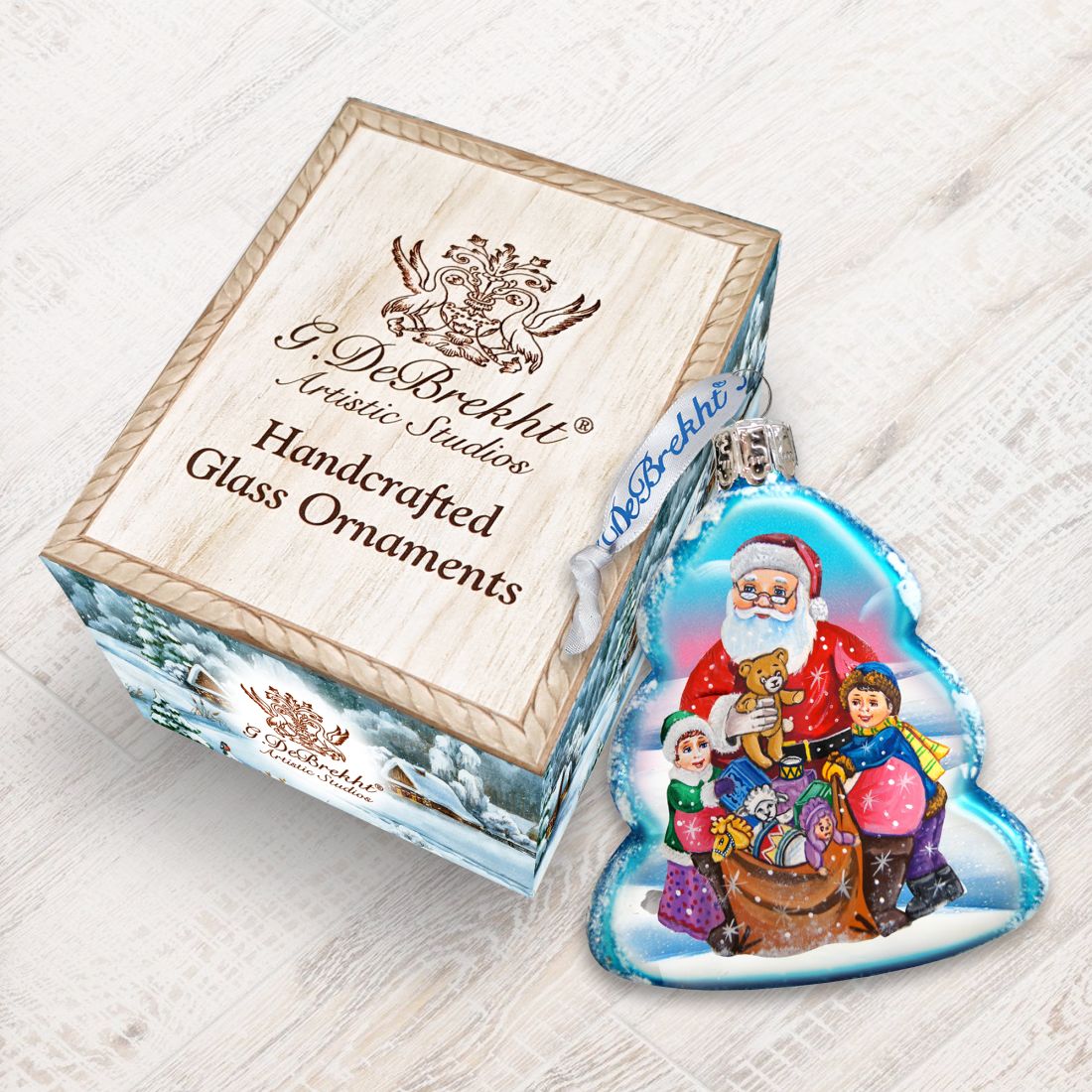 Gift Giving Santa Mercury Glass Ornament by G. DeBrekht - Christmas Santa Snowman Decor - 773013