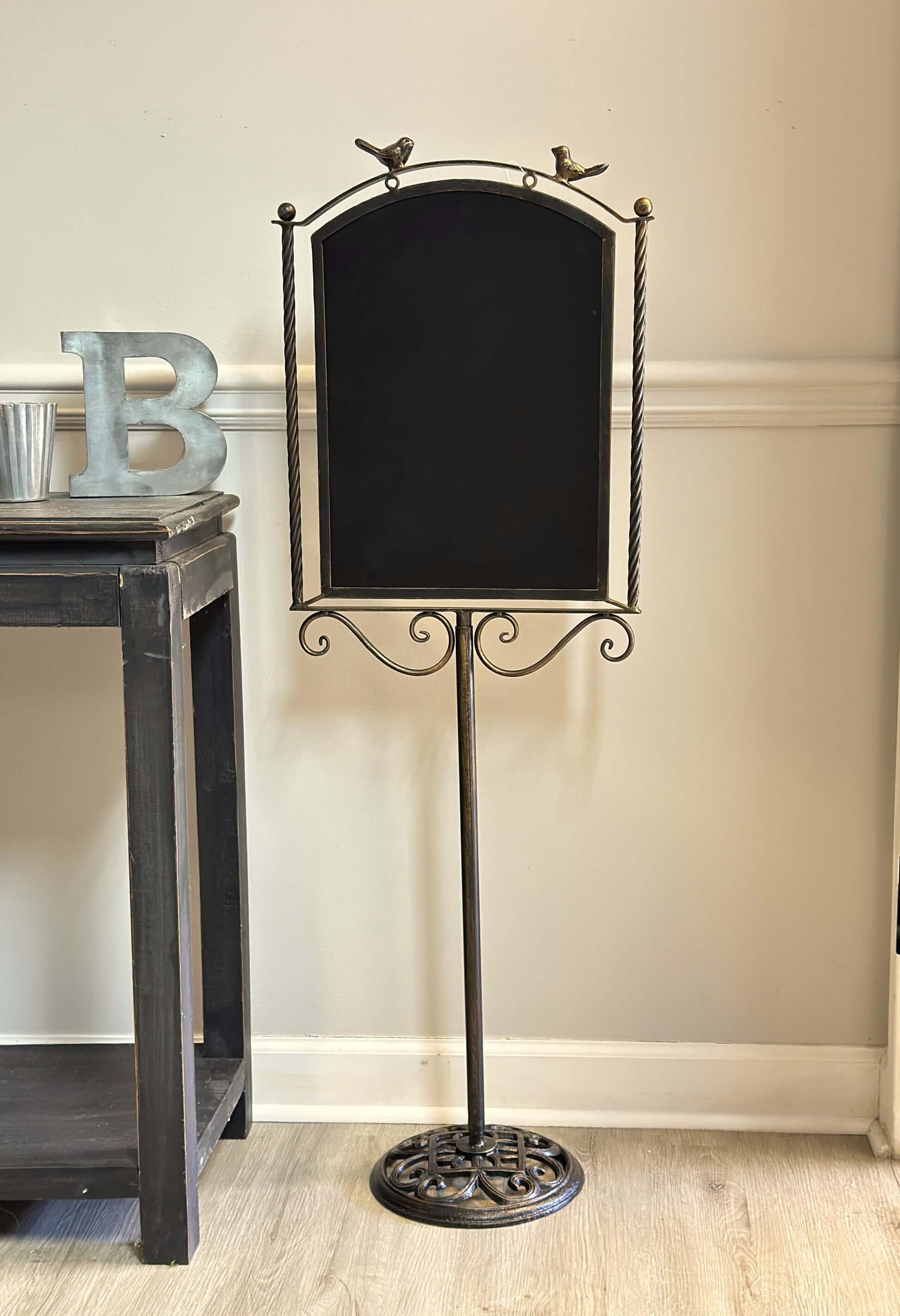 Farmhouse Metal Chalkboard Stand with Birds