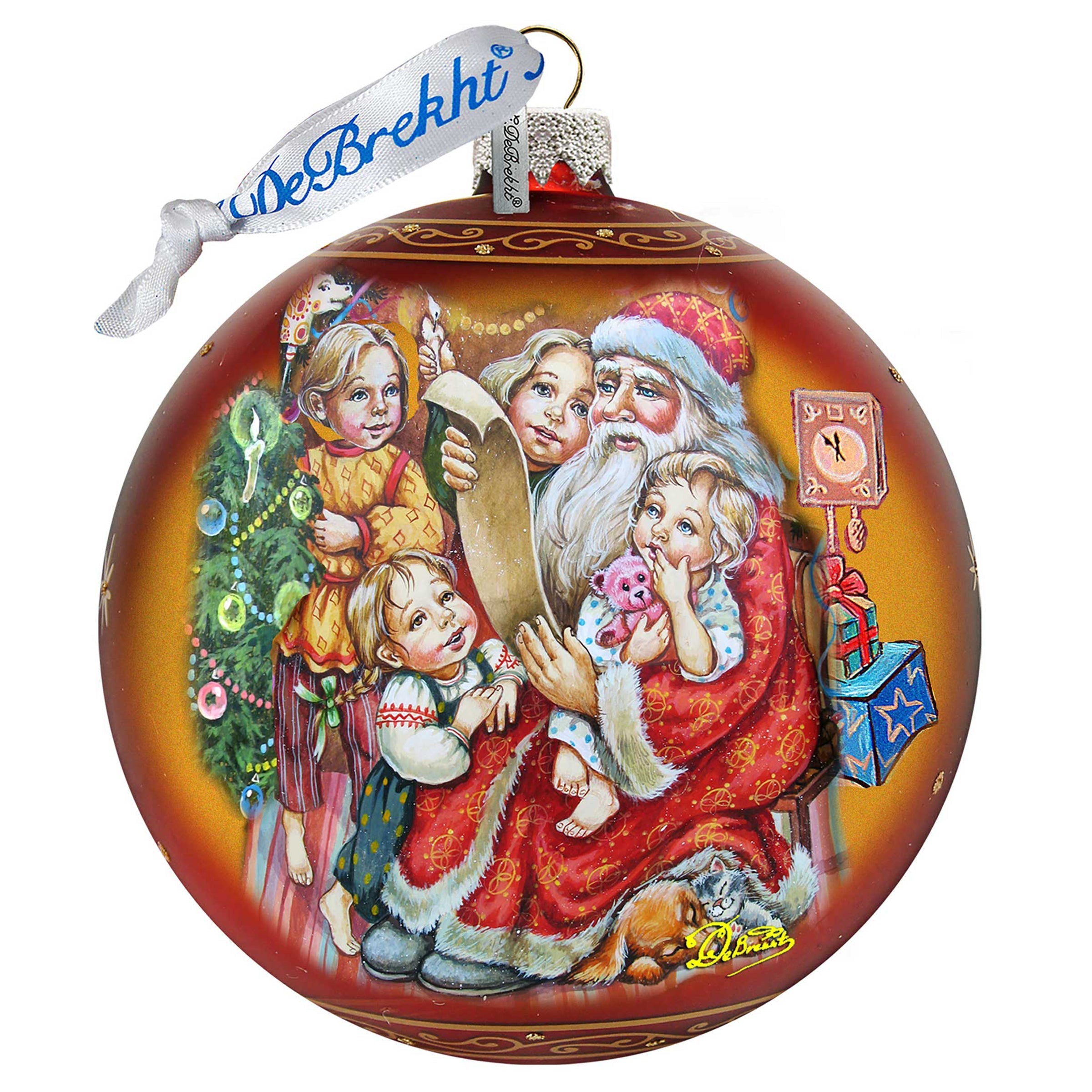 Santa's Christmas List Glass Ornament Holiday by Debrekht 73370-73364