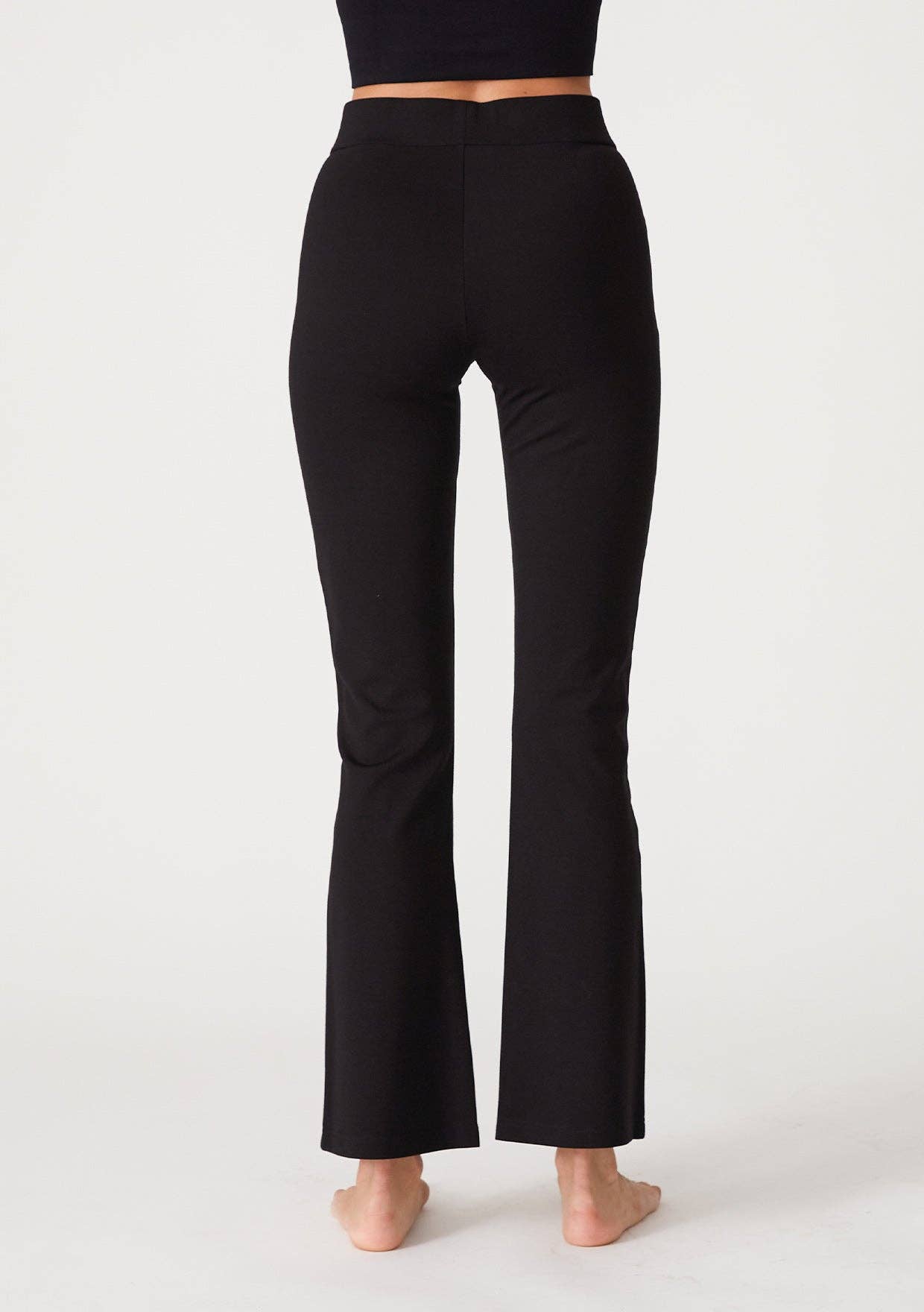 Lovestitch Solid Ponte Flared Legging: Black