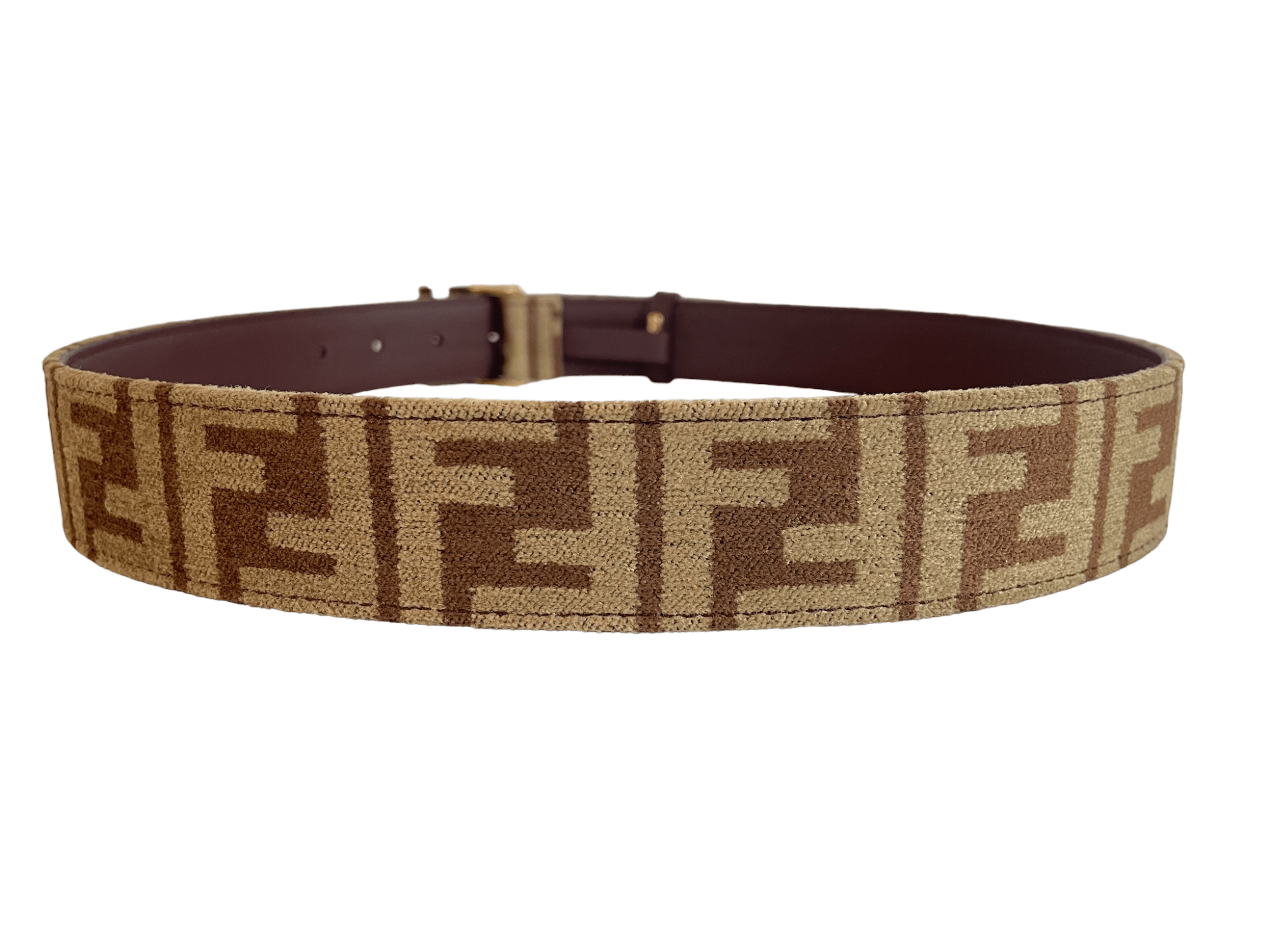Fendi Chestnut Brown FF Jacquard Belt