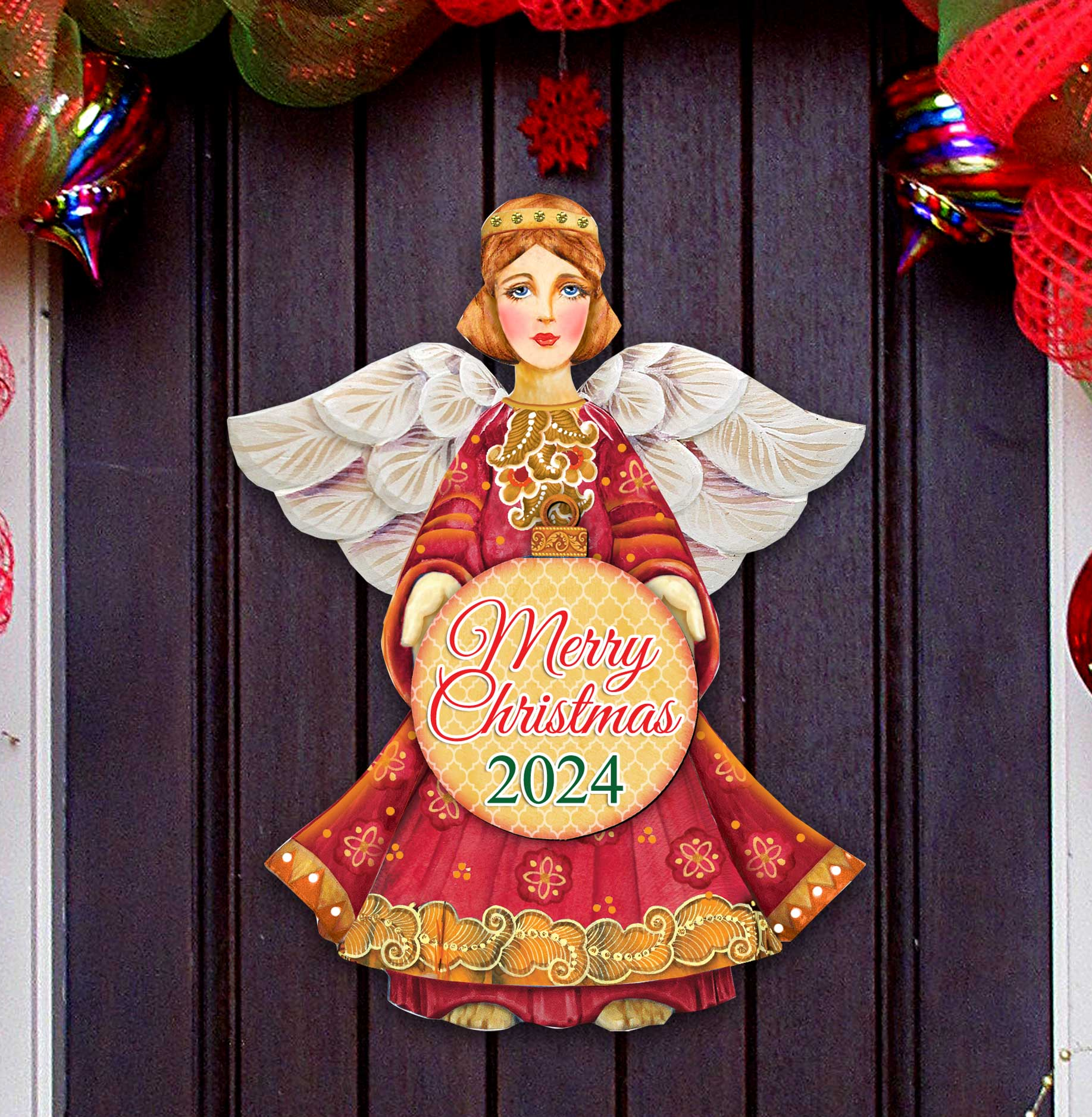 2024 Dated Merry Christmas Holiday Door Decor by G. Debrekht - Christmas Decor - 8152722-4H-D24