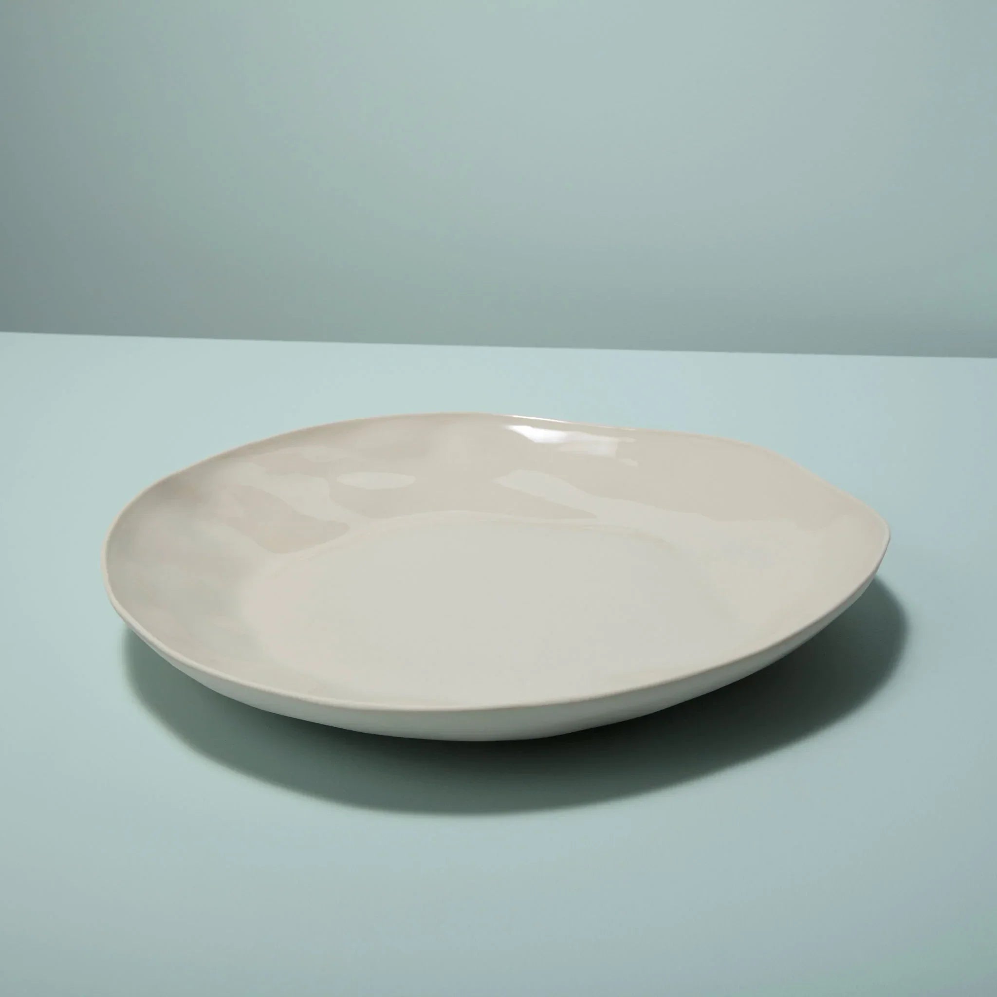 Rugueux Stoneware Serving Platter, Pearl