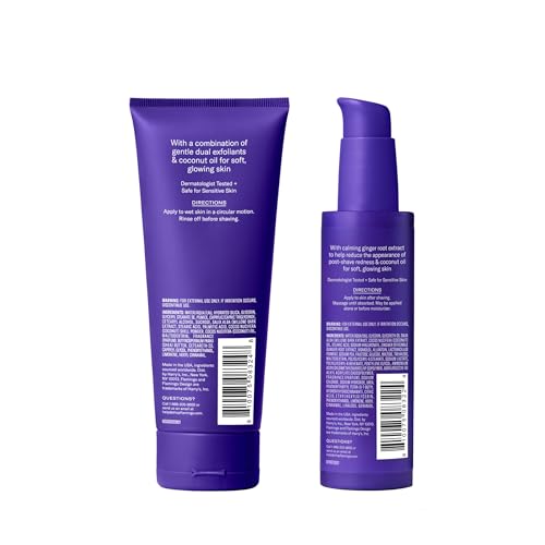 Flamingo Razor Shaving Set for Women - 5-Blade Razor, Nourishing Shave Oil, and Shower Holder - Lilac