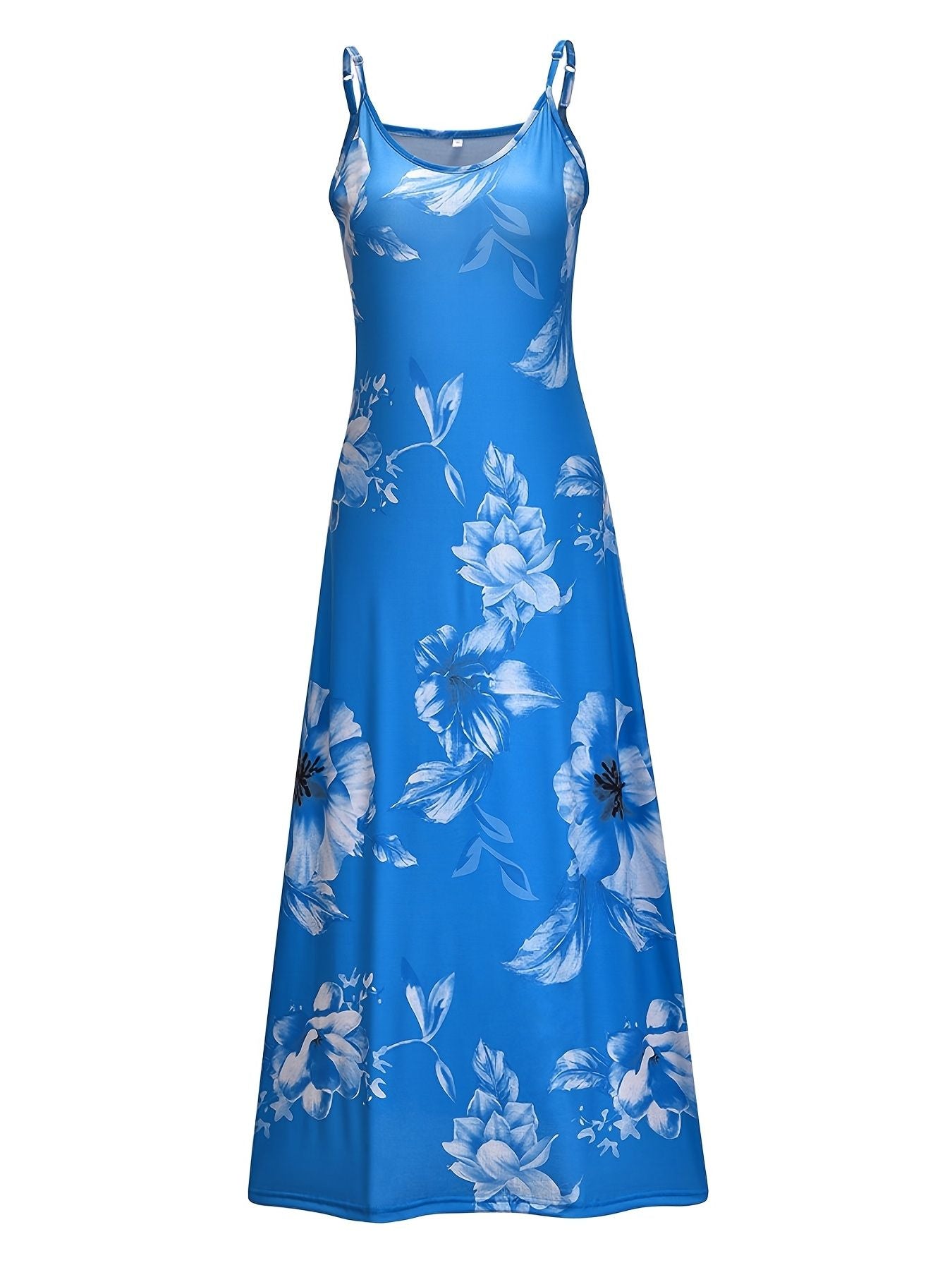 Floral Print Spaghetti Dress; Casual Crew Neck Ankle Cami Dress; Women's Clothing