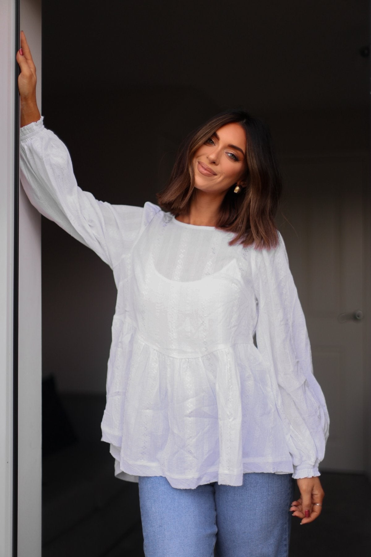 Flowy Ivory Ruffled Tunic - FINAL SALE