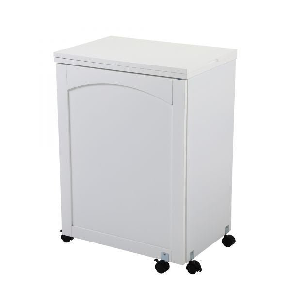 Folding Sewing Craft Cart&Sewing Cabinet Miscellaneous Sewing Kit Art Desk with Storage Shelves and Lockable Casters-White