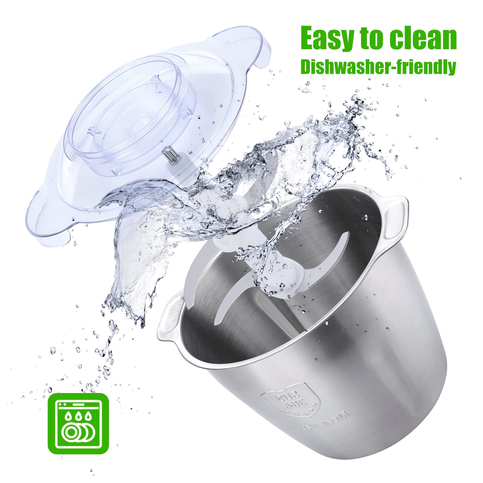 Food Processor, 500W Powerful Meat Grinder, 14Cup Stainless Steel Bowl, 3 Speed Modes 4 Bi-Level Blades for Onion, Meat, Nuts, Fruit, Garlic, Vegetable, Baby Food