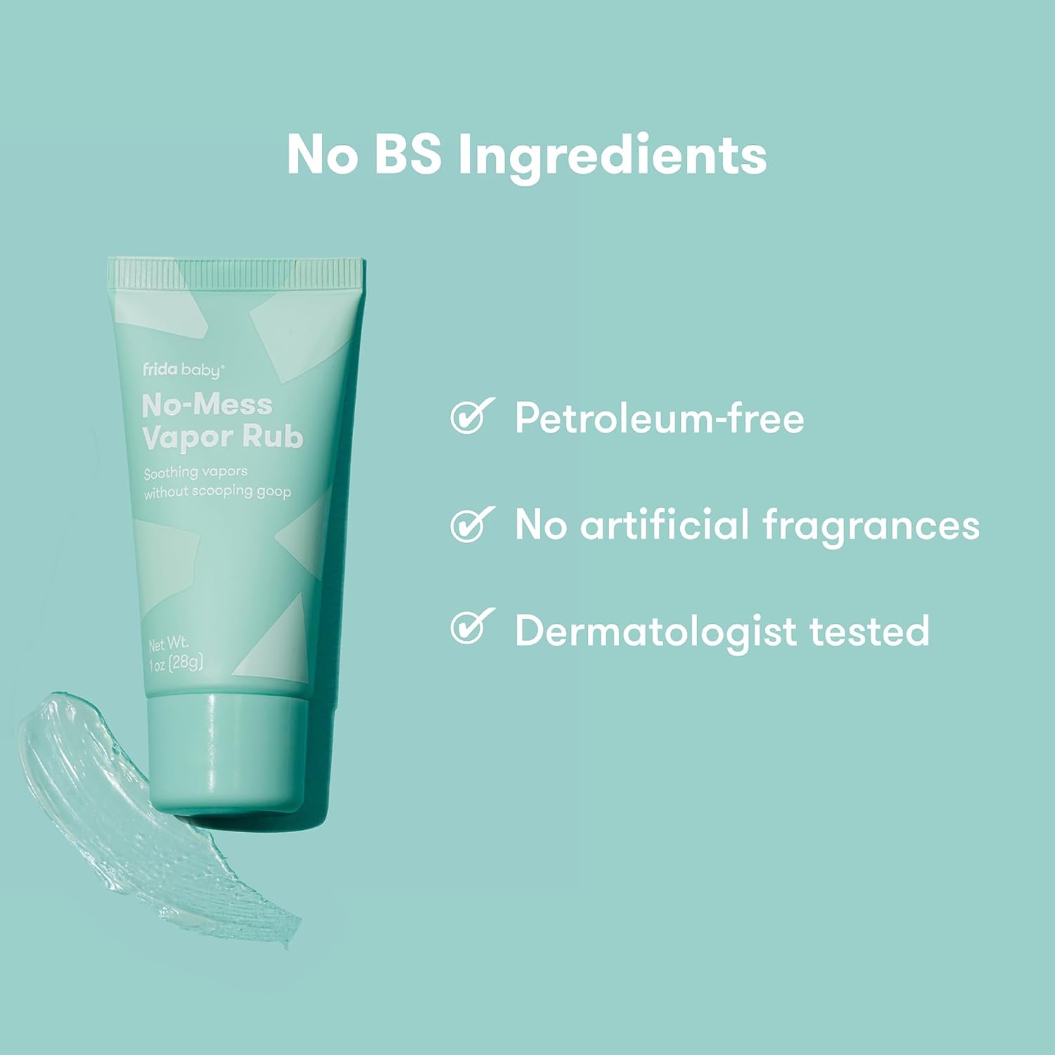 Frida Baby No-Mess Vapor Rub, Baby Vapor Rub for Chest, Neck, Back + Foot,Non-staining, Petroleum-Free Hands-Free Applicator Tube, Soothing Eucalyptus & Lavender for Sleep