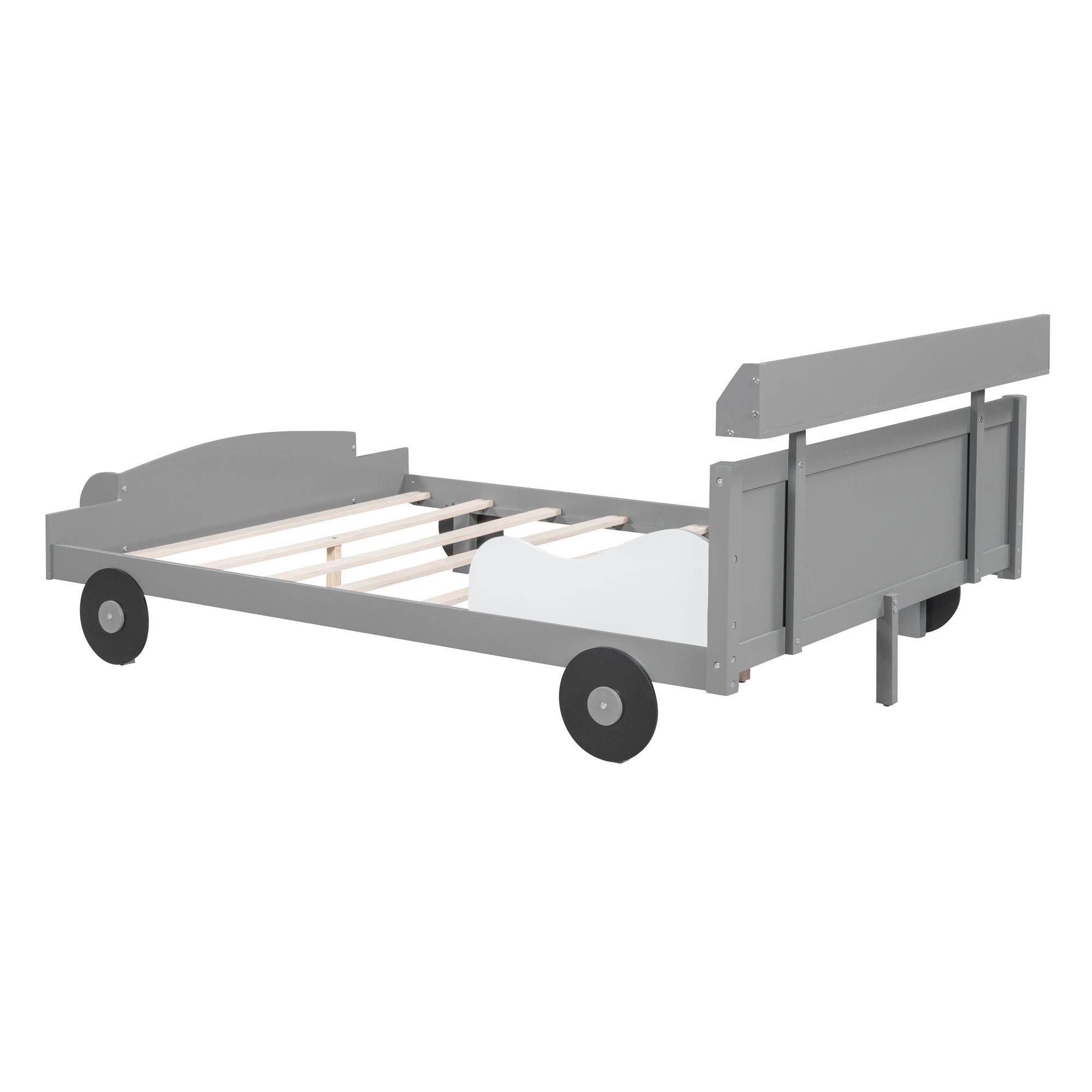 Full Size Car-Shaped Platform Bed,Full Bed with Storage Shelf for Bedroom