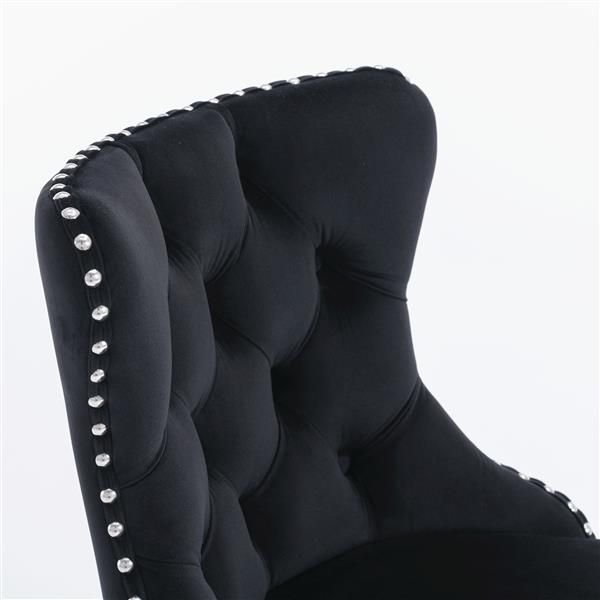 Furniture,Swivel Velvet Barstools Adjusatble Seat Height from 25-33 Inch, Modern Upholstered Chrome base Bar Stools with Backs Comfortable Tufted for Home Pub and Kitchen Island(Black,Set of 2)