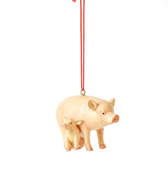 Farm Animal With Baby Ornament - Pigs