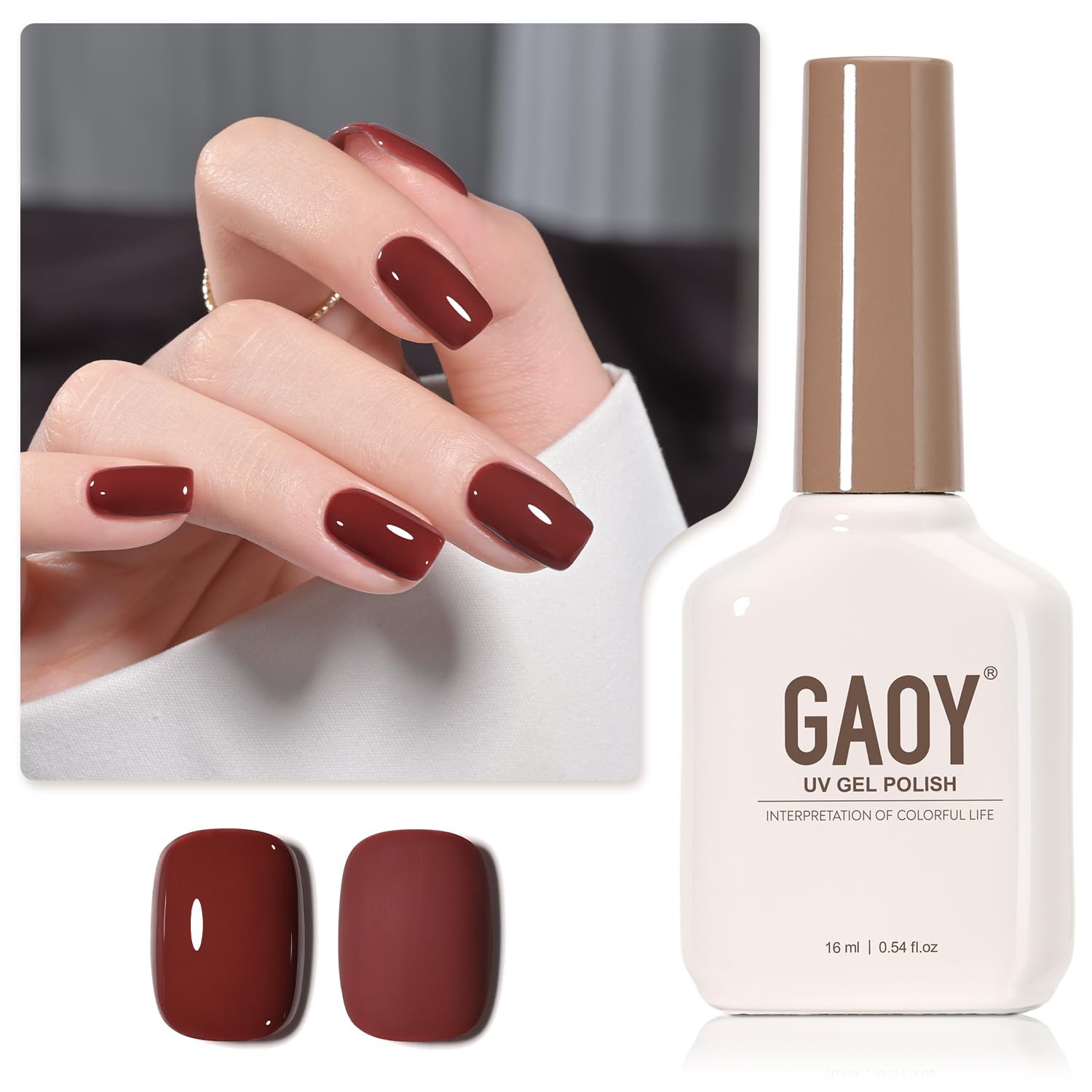 GAOY Sheer Light Pink Gel Nail Polish, 16ml Jelly Milky White Peach Translucent Color 1352 UV Light Cure Gel Polish for Nail Art DIY Manicure and Pedicure at Home