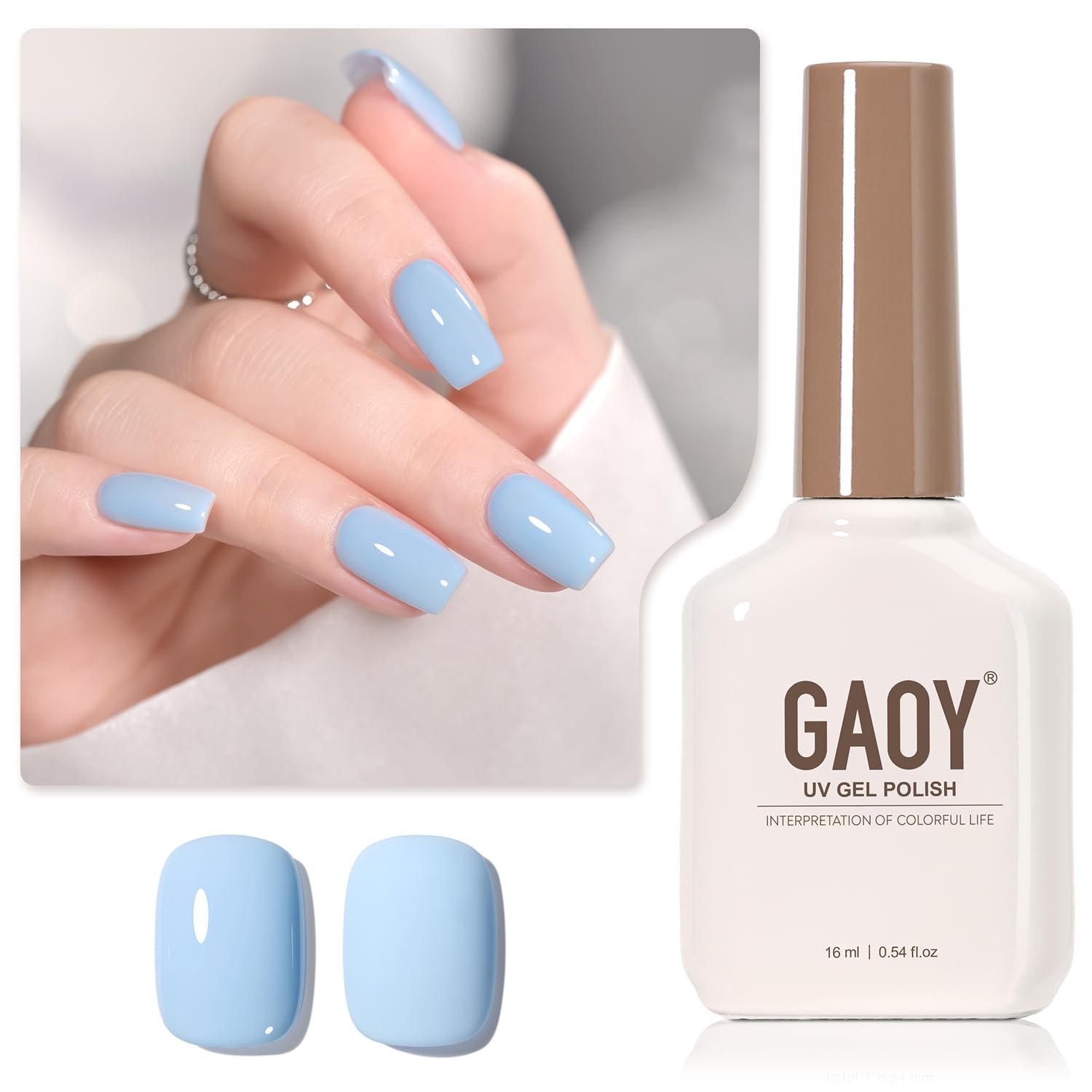 GAOY Sheer Light Pink Gel Nail Polish, 16ml Jelly Milky White Peach Translucent Color 1352 UV Light Cure Gel Polish for Nail Art DIY Manicure and Pedicure at Home