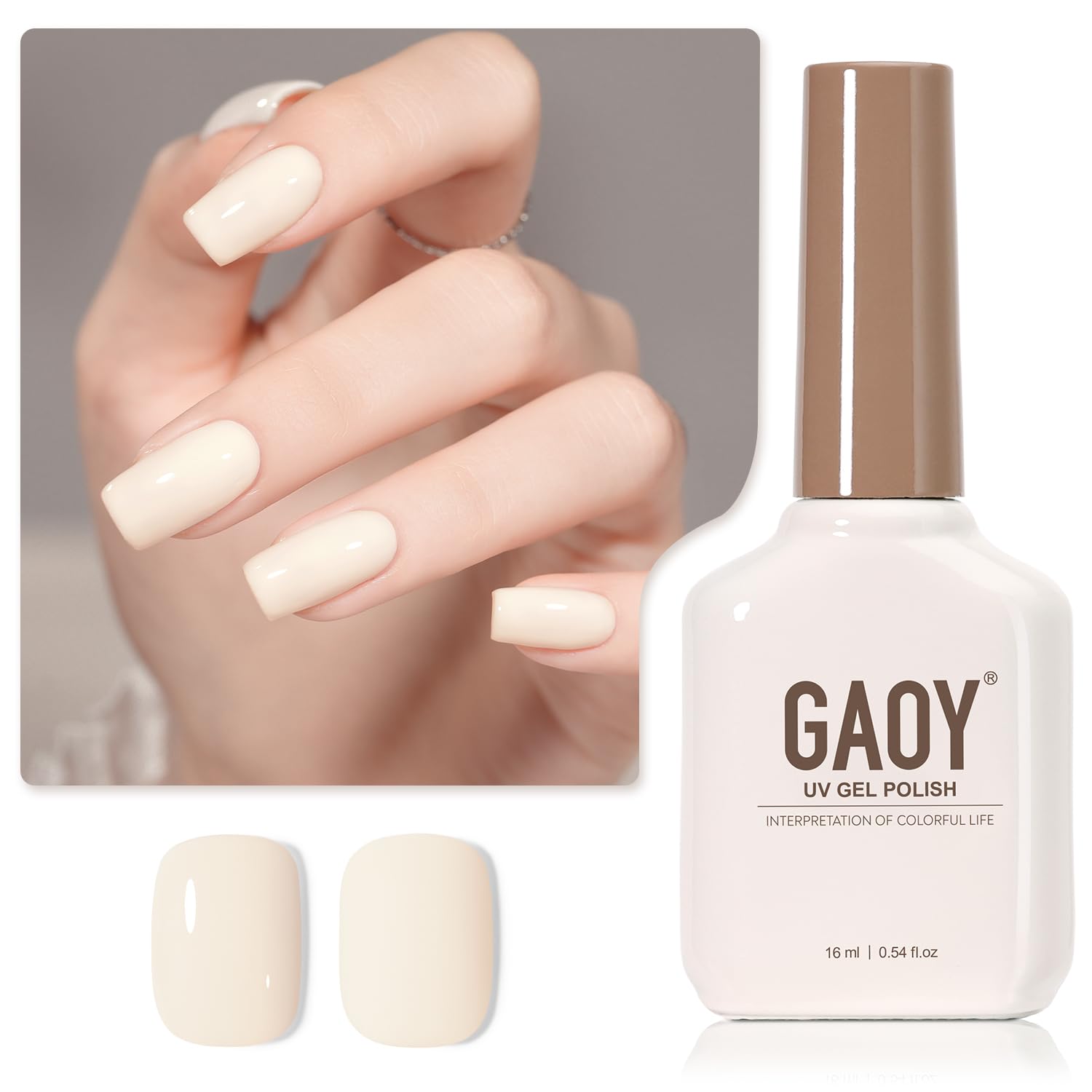 GAOY Sheer Light Pink Gel Nail Polish, 16ml Jelly Milky White Peach Translucent Color 1352 UV Light Cure Gel Polish for Nail Art DIY Manicure and Pedicure at Home