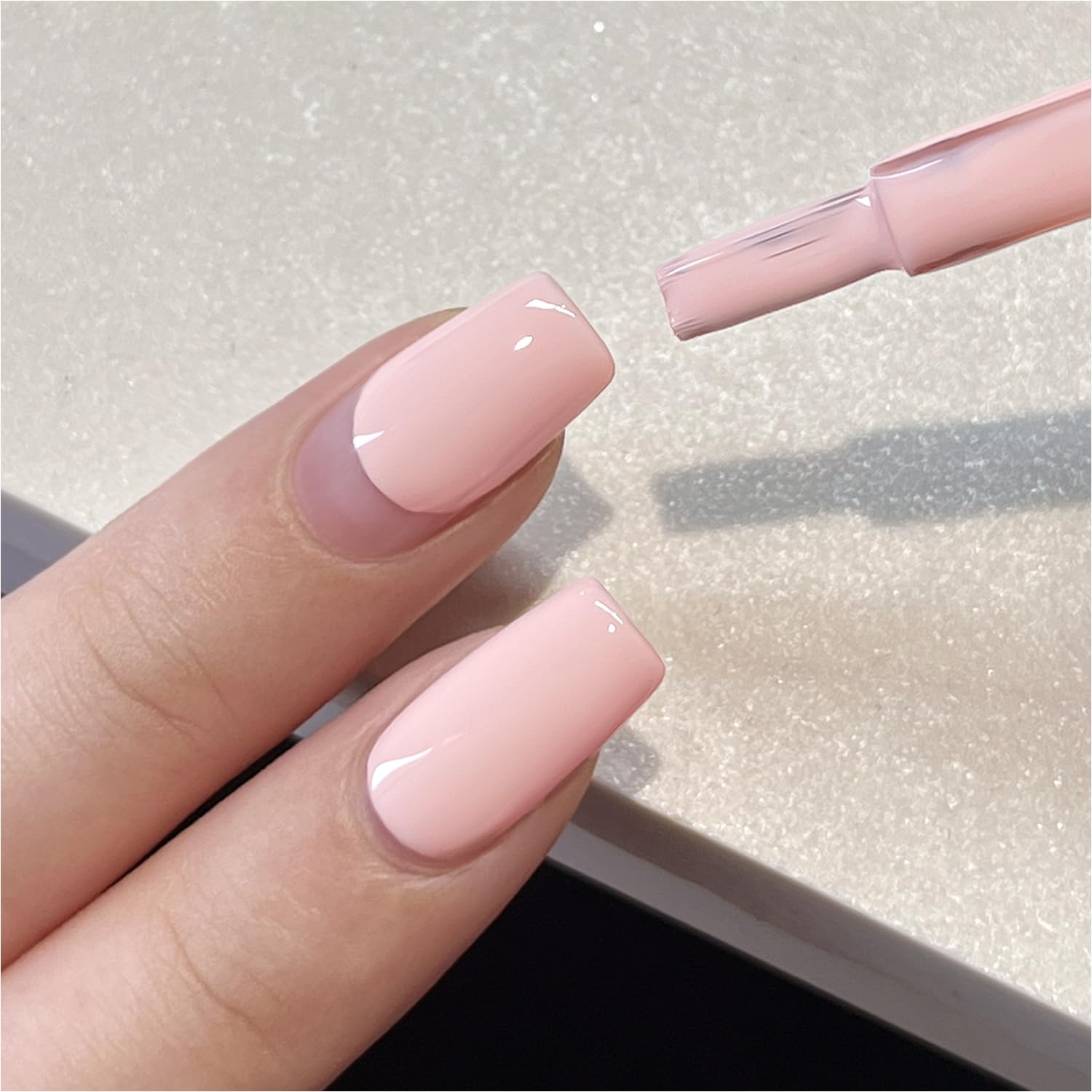 GAOY Sheer Light Pink Gel Nail Polish, 16ml Jelly Milky White Peach Translucent Color 1352 UV Light Cure Gel Polish for Nail Art DIY Manicure and Pedicure at Home