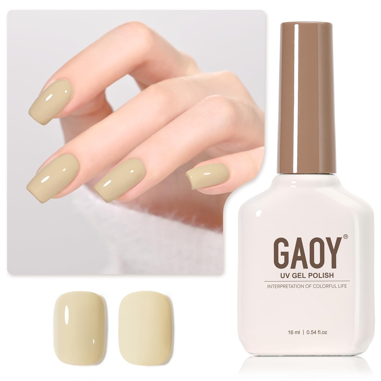 GAOY Sheer Light Pink Gel Nail Polish, 16ml Jelly Milky White Peach Translucent Color 1352 UV Light Cure Gel Polish for Nail Art DIY Manicure and Pedicure at Home