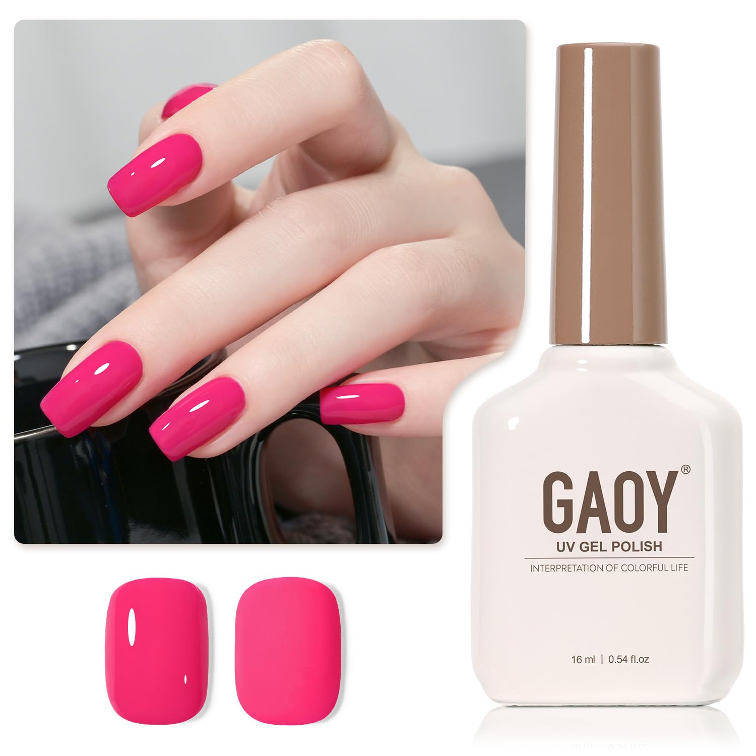 GAOY Sheer Light Pink Gel Nail Polish, 16ml Jelly Milky White Peach Translucent Color 1352 UV Light Cure Gel Polish for Nail Art DIY Manicure and Pedicure at Home