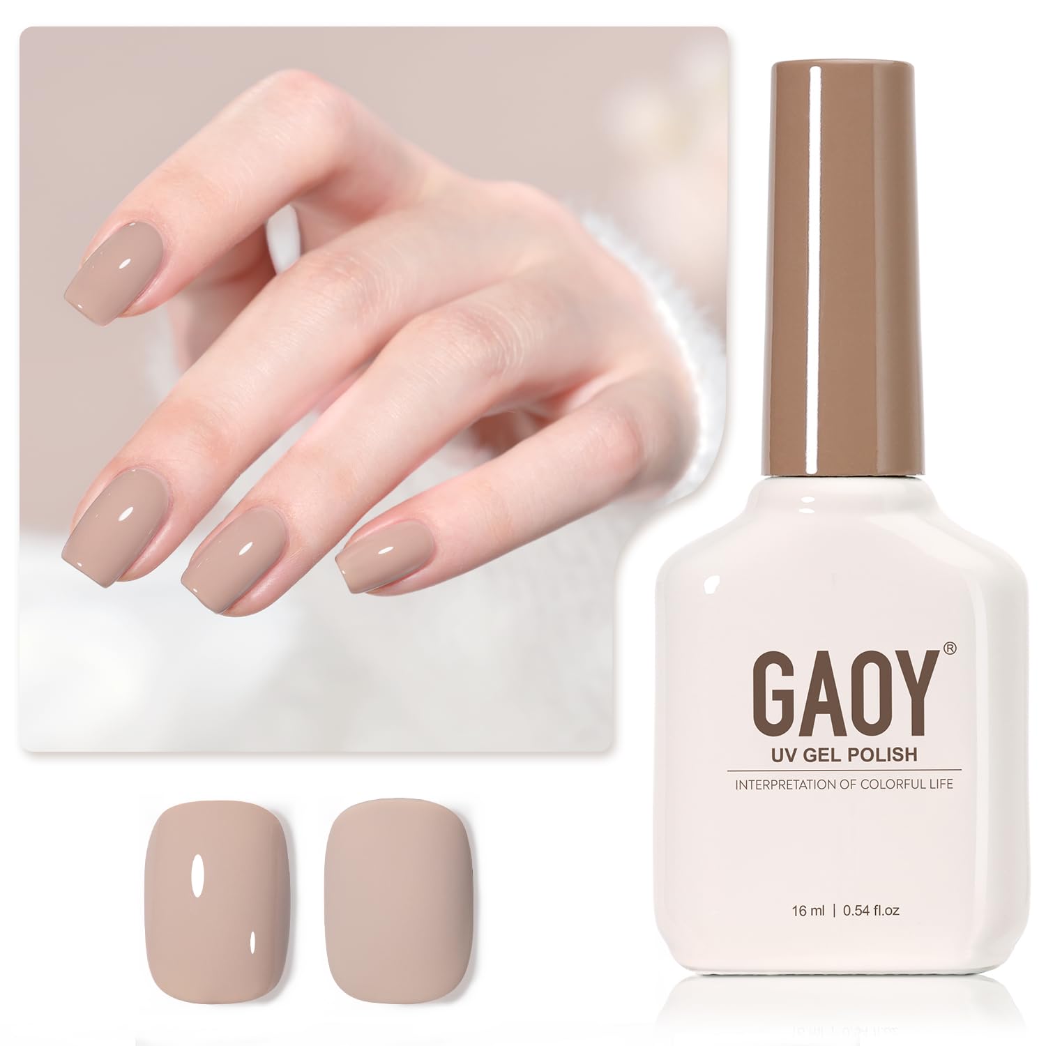 GAOY Sheer Light Pink Gel Nail Polish, 16ml Jelly Milky White Peach Translucent Color 1352 UV Light Cure Gel Polish for Nail Art DIY Manicure and Pedicure at Home