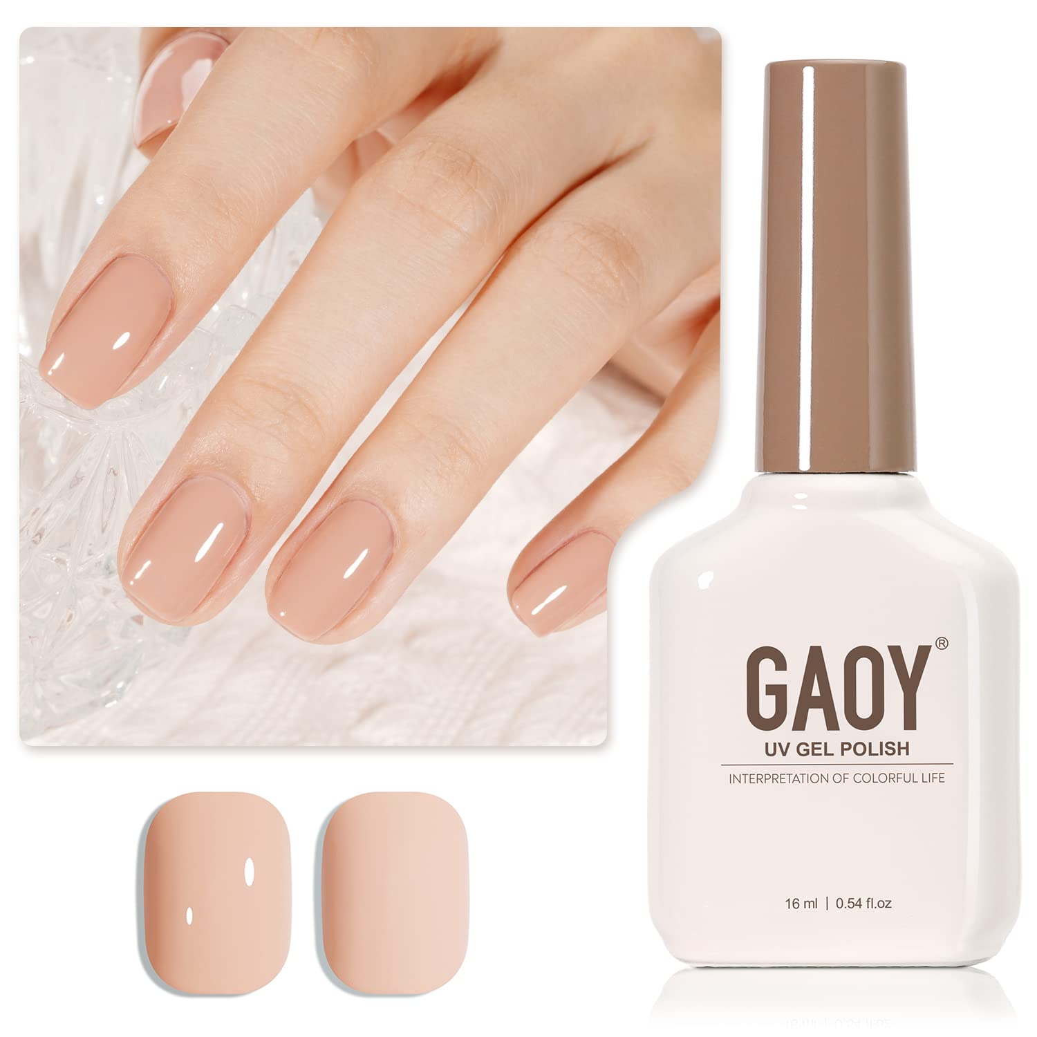 GAOY Sheer Light Pink Gel Nail Polish, 16ml Jelly Milky White Peach Translucent Color 1352 UV Light Cure Gel Polish for Nail Art DIY Manicure and Pedicure at Home