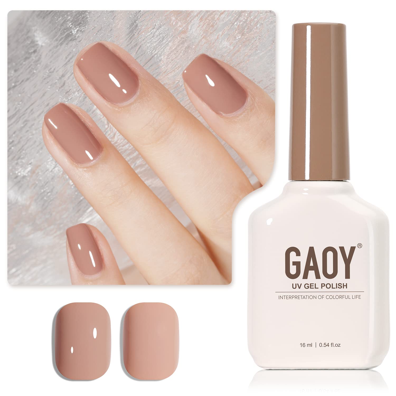 GAOY Sheer Light Pink Gel Nail Polish, 16ml Jelly Milky White Peach Translucent Color 1352 UV Light Cure Gel Polish for Nail Art DIY Manicure and Pedicure at Home