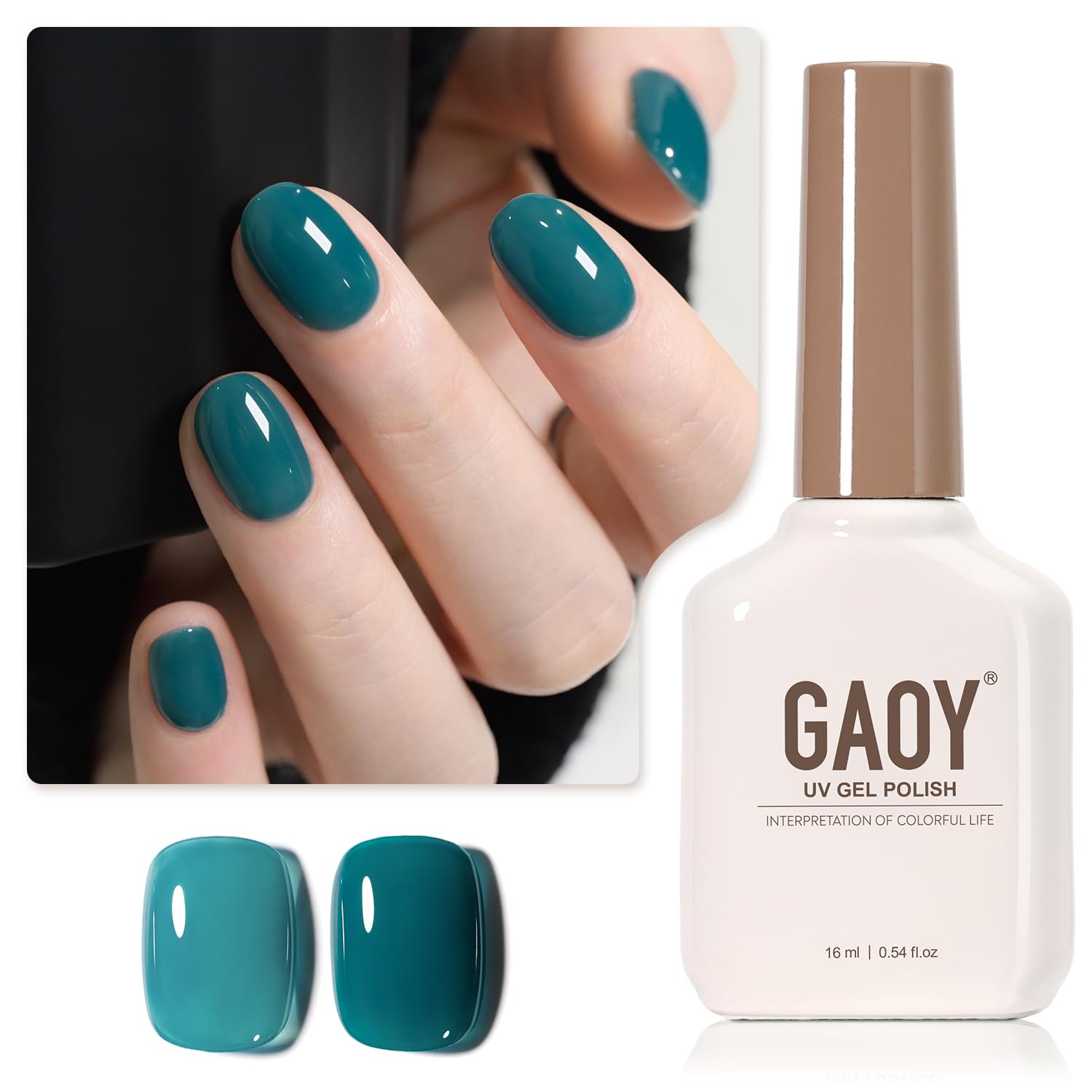 GAOY Sheer Light Pink Gel Nail Polish, 16ml Jelly Milky White Peach Translucent Color 1352 UV Light Cure Gel Polish for Nail Art DIY Manicure and Pedicure at Home