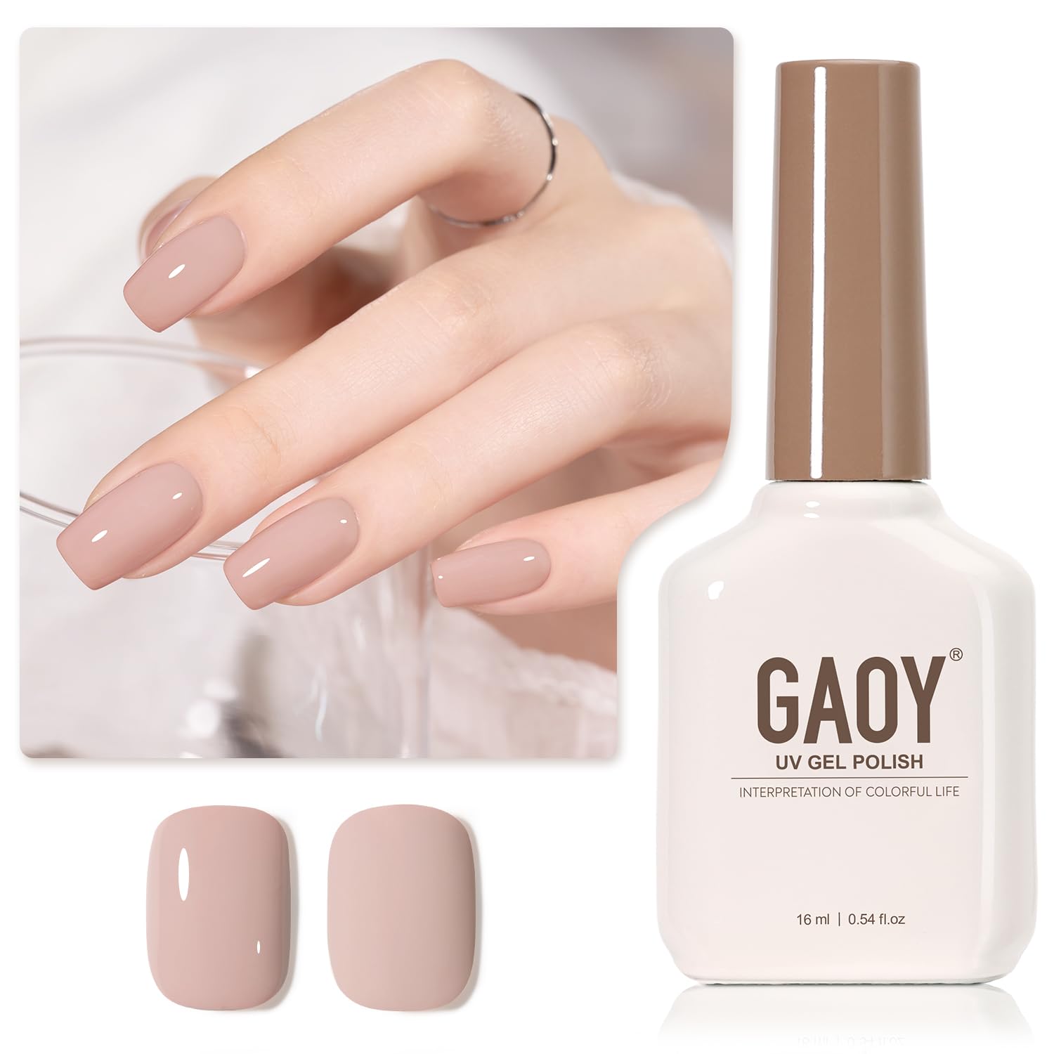 GAOY Sheer Light Pink Gel Nail Polish, 16ml Jelly Milky White Peach Translucent Color 1352 UV Light Cure Gel Polish for Nail Art DIY Manicure and Pedicure at Home