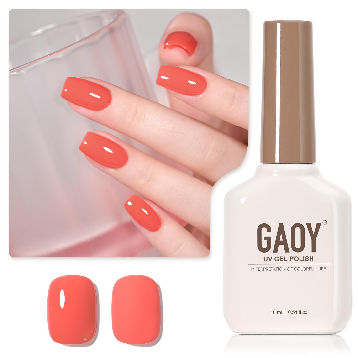 GAOY Sheer Light Pink Gel Nail Polish, 16ml Jelly Milky White Peach Translucent Color 1352 UV Light Cure Gel Polish for Nail Art DIY Manicure and Pedicure at Home