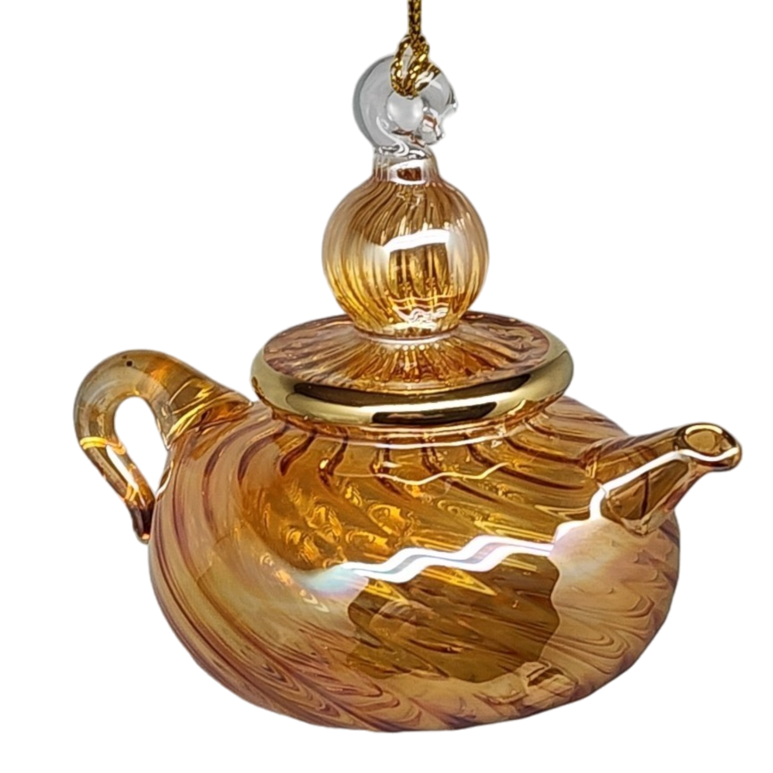 Blown Glass Swirl Teapot - Yellow