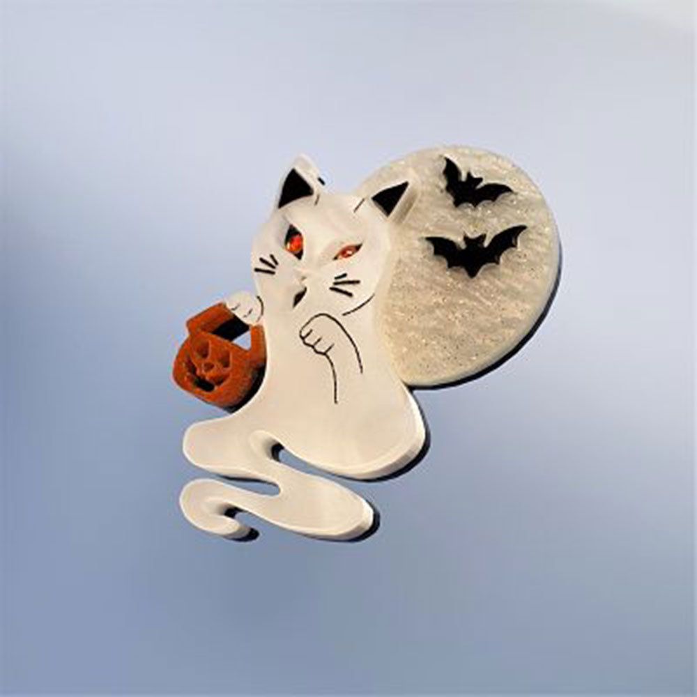 Ghost Kitty Brooch by Cherryloco