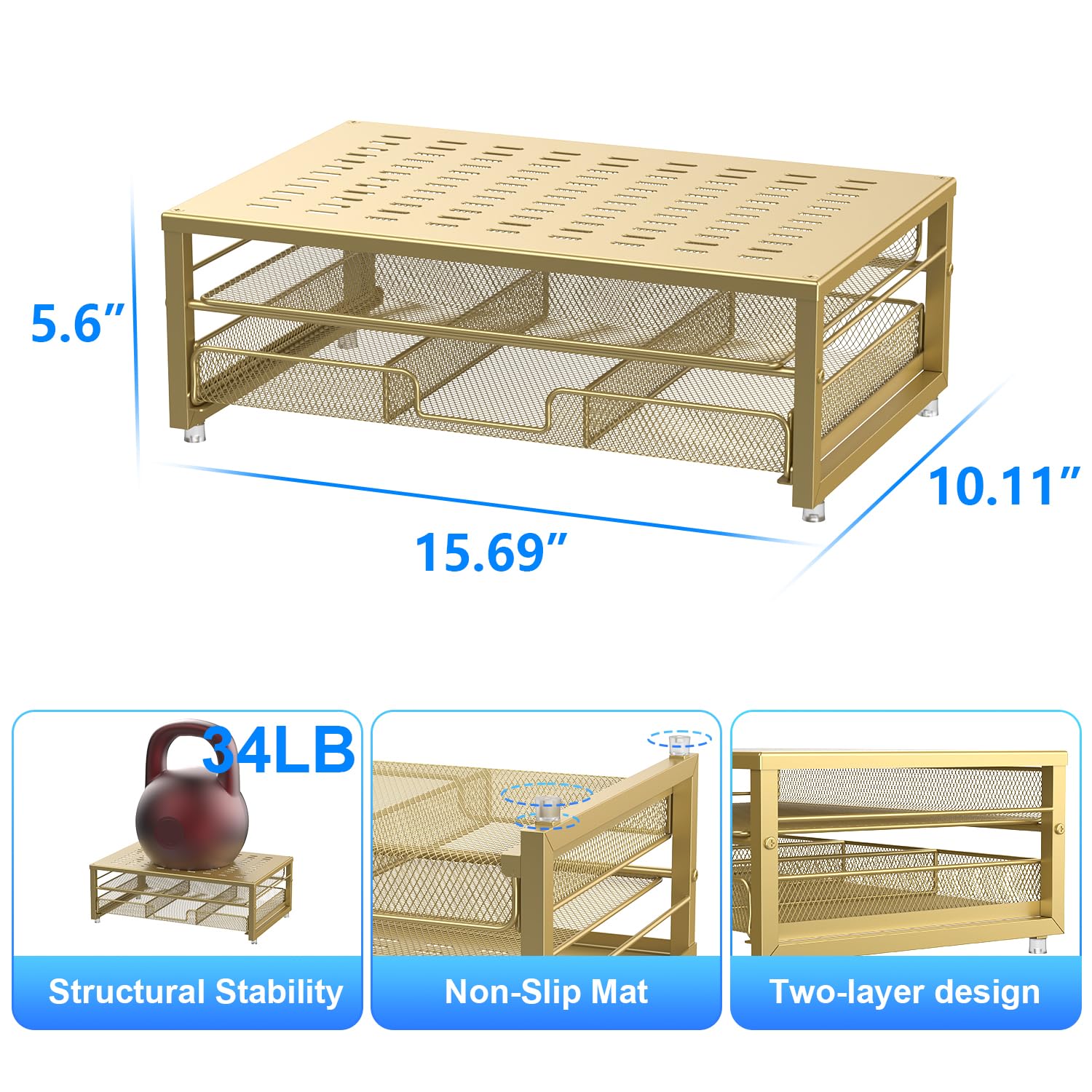 gianotter Computer Monitor Stand Riser, Desk Organizers and Accessories with Drawer, Office Desk Accessories & Workspace Desktop Organizers Storage for Classroom Office Supplies (Black)