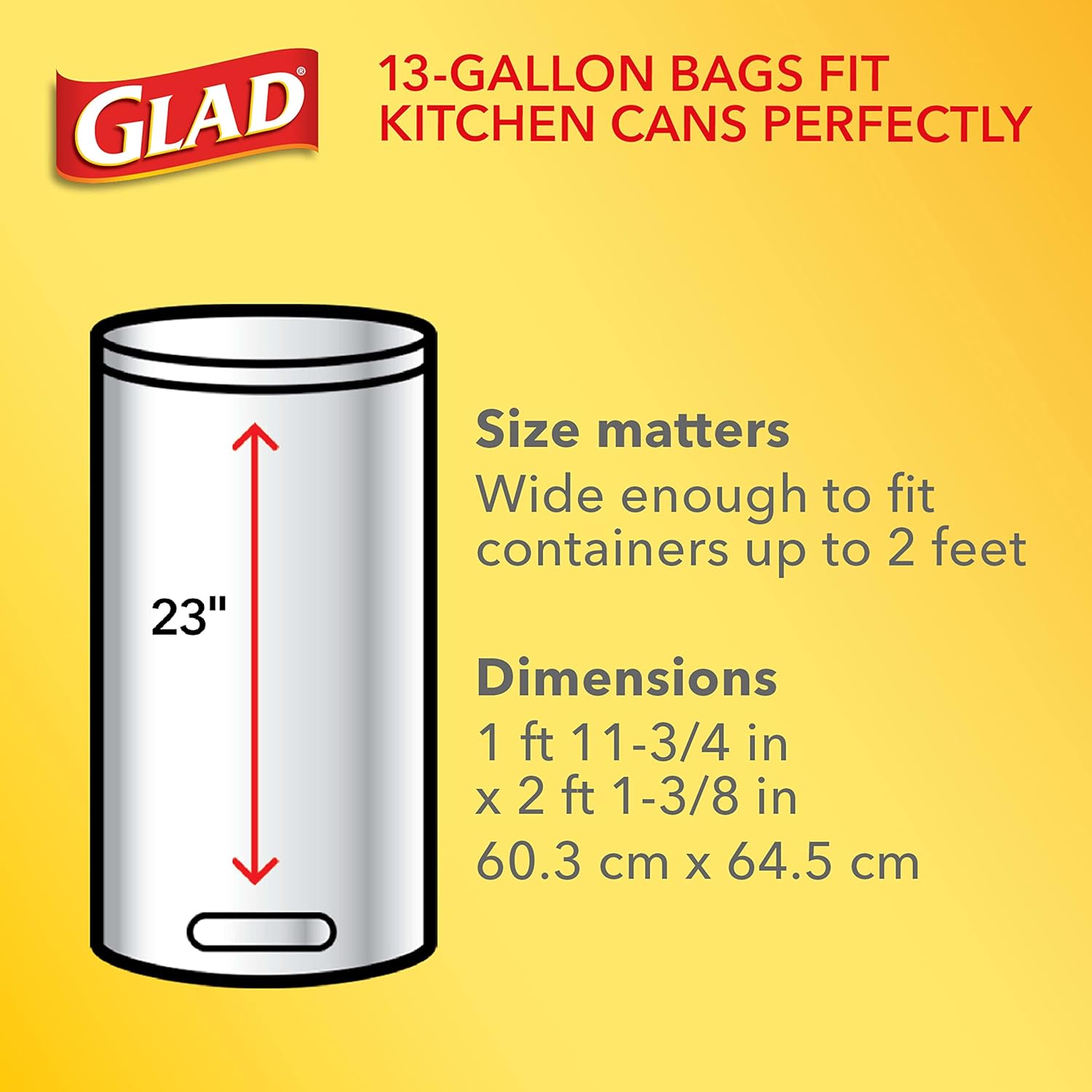 Glad ForceFlex Tall Kitchen Drawstring Trash Bags, 13 Gal, Gain Lemon Zest, 40 Ct (Package May Vary)