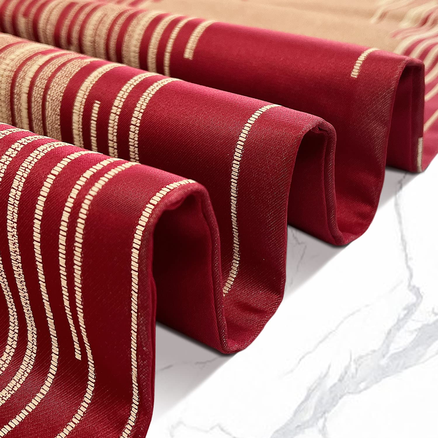 Glam Champagne Table Runner 13 x 98 Inches Long Double Layer Abstract Pattern with Luxury Tassel for Coffee Sofa Dresser Dining Table Fireplace Home Decor