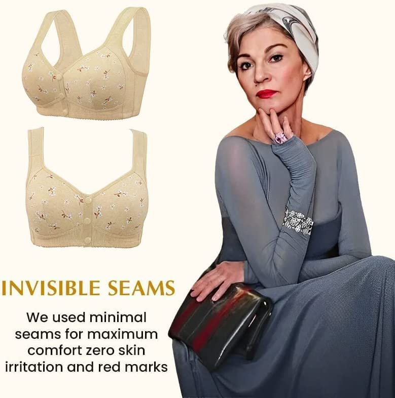 Glamorette Granny Bra,Granny Bras for Older Women Front Snap Closure,Glamorette Snap Front Bra Older Women