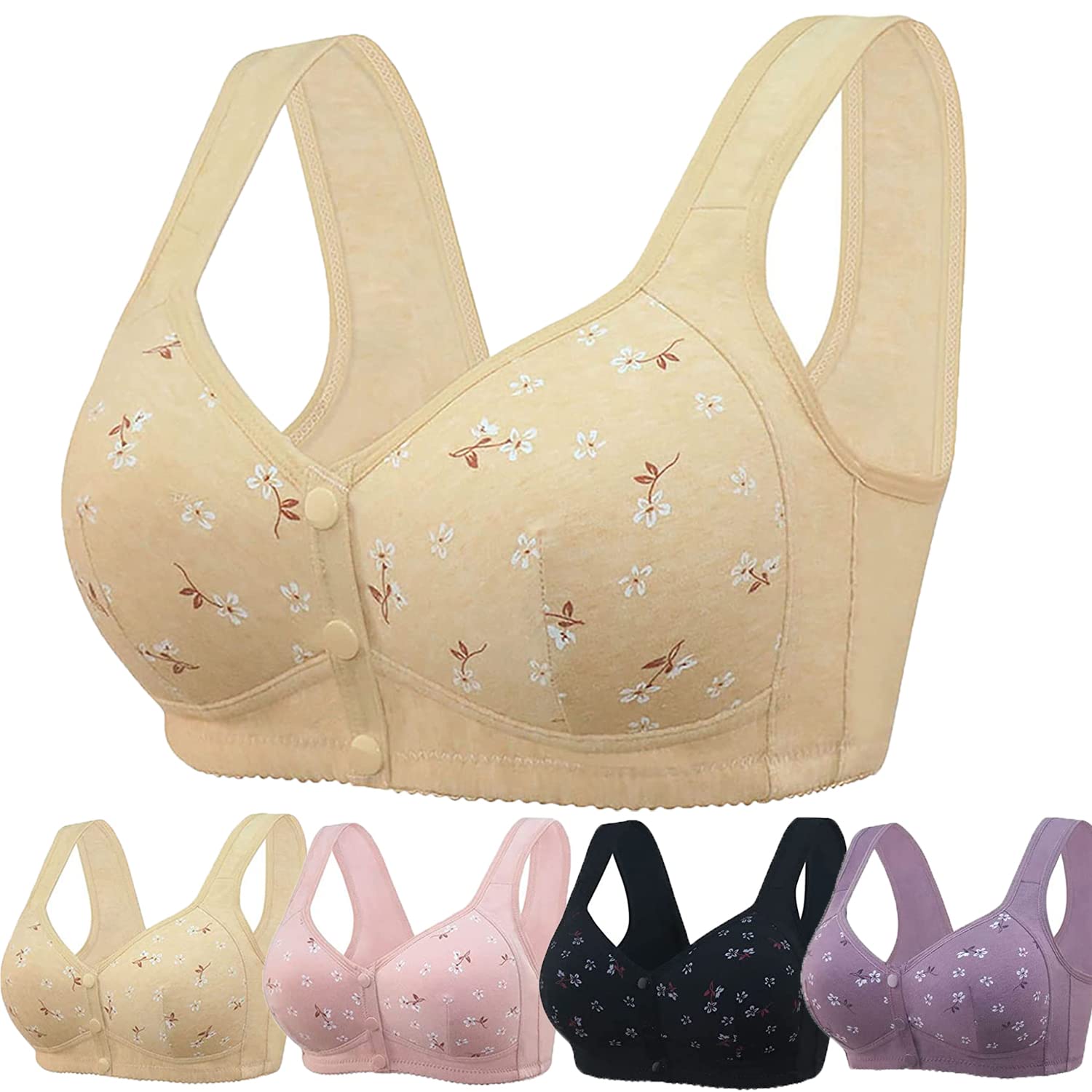 Glamorette Granny Bra,Granny Bras for Older Women Front Snap Closure,Glamorette Snap Front Bra Older Women