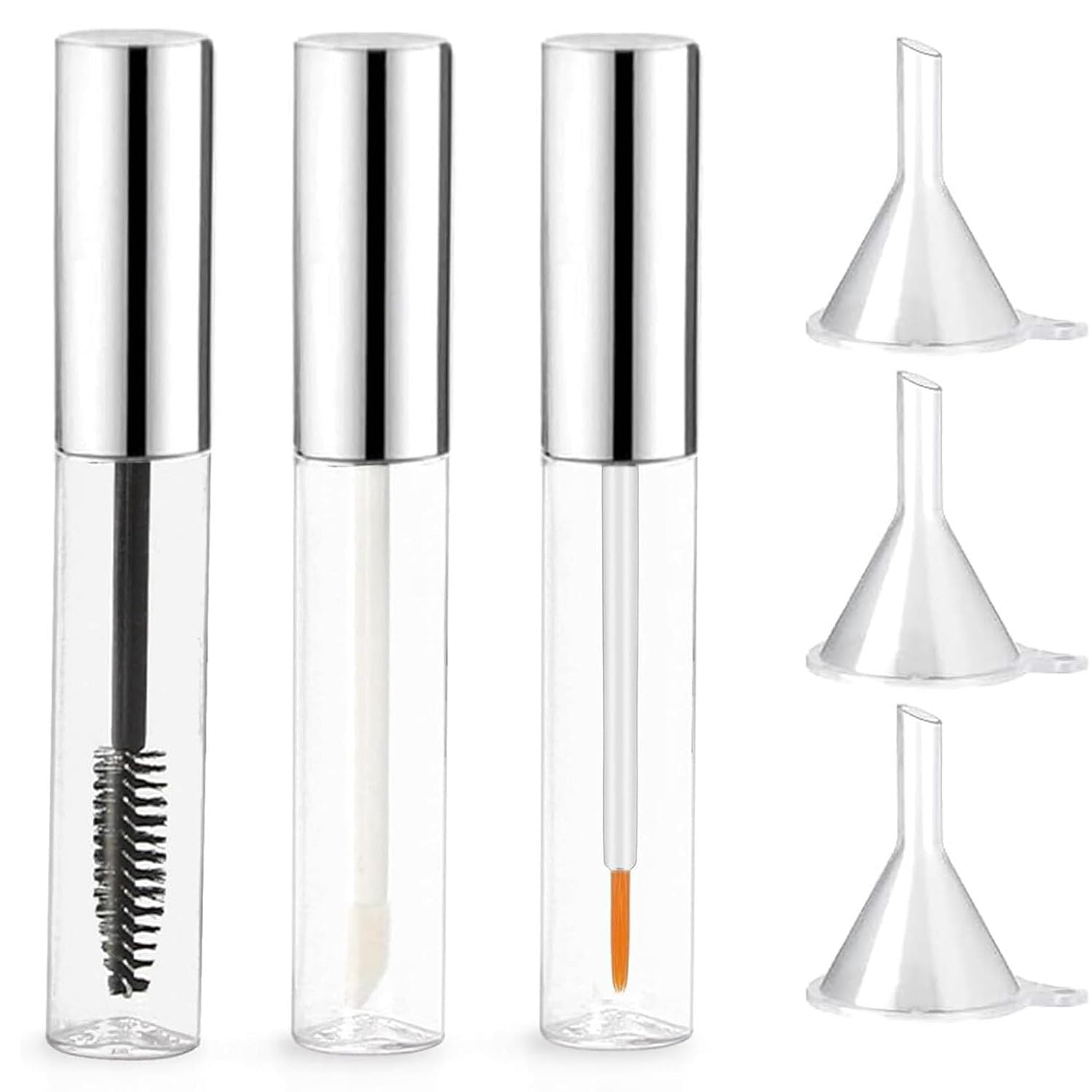 Glass Empty Mascara Tube and Wand, 10ml, Pink, 1Set