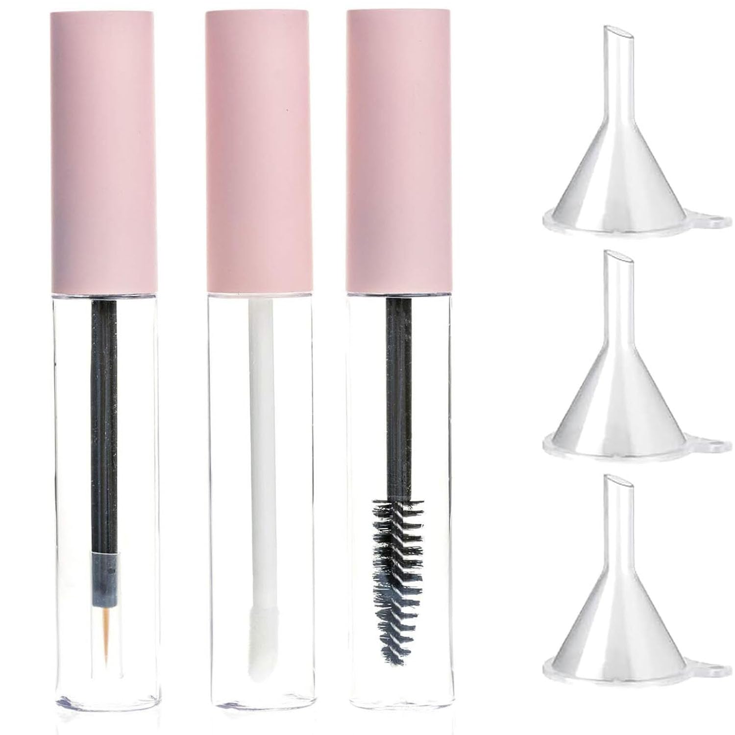 Glass Empty Mascara Tube and Wand, 10ml, Pink, 1Set