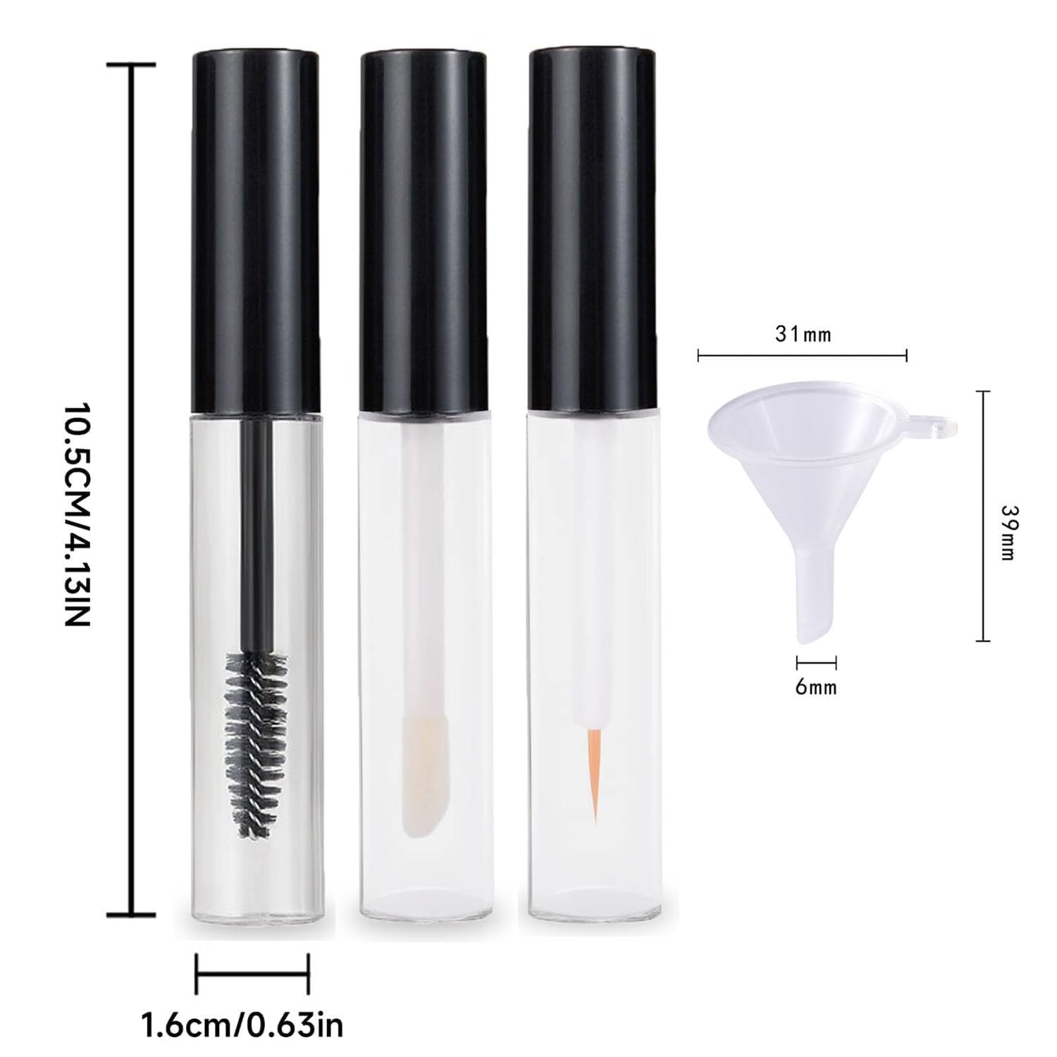 Glass Empty Mascara Tube and Wand, 10ml, Pink, 1Set