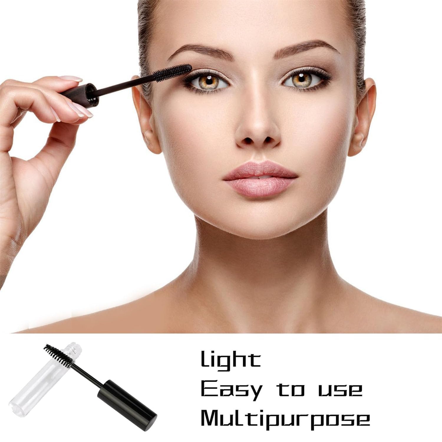 Glass Empty Mascara Tube and Wand, 10ml, Pink, 1Set