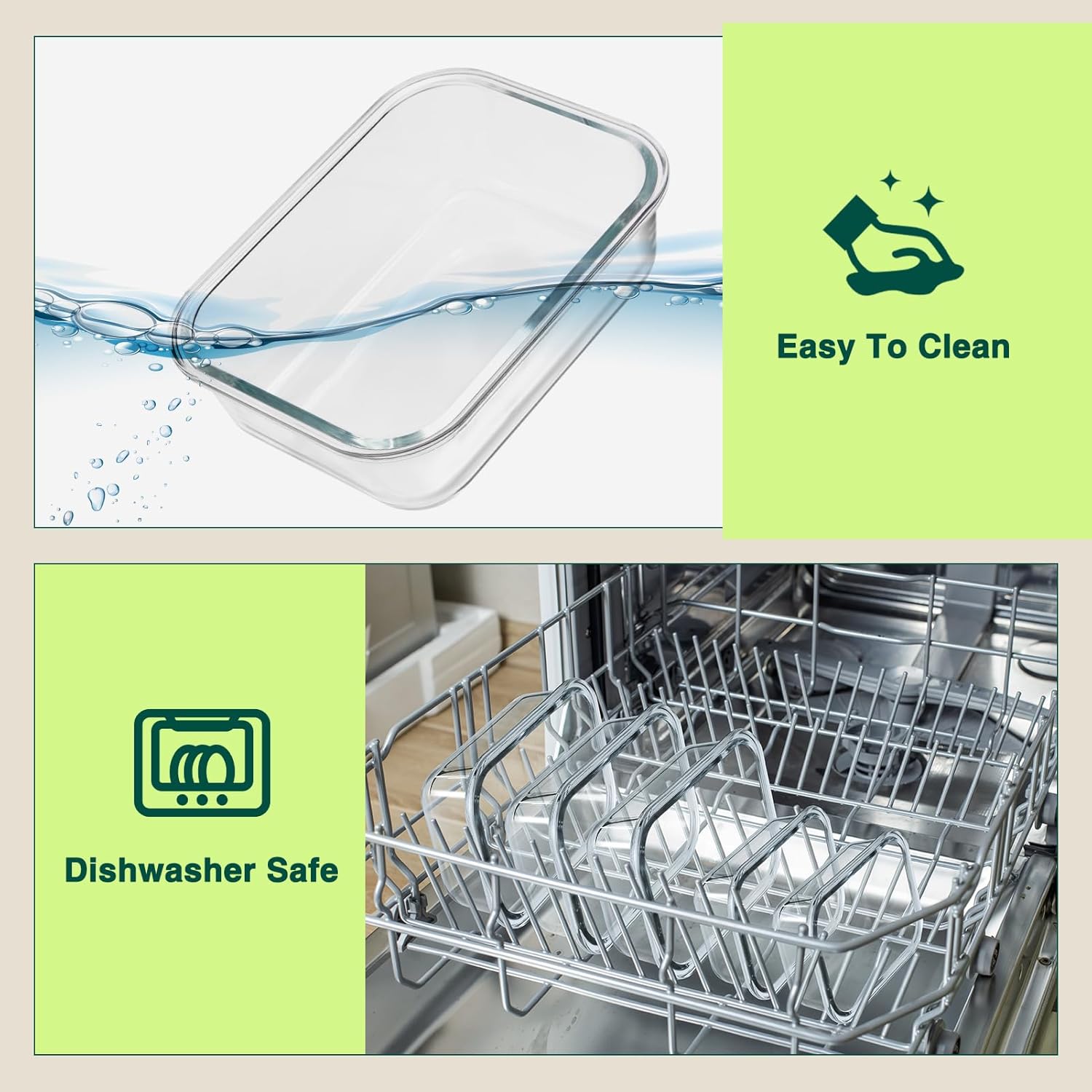 Glotoch 10 Pack Glass Food Storage Containers with Lids Reusable, Ultra Thick Borosilicate Glass Containers for Meal Prep/Lunch, Dishwasher/Microwave/Oven/Freezer Safe, Grey