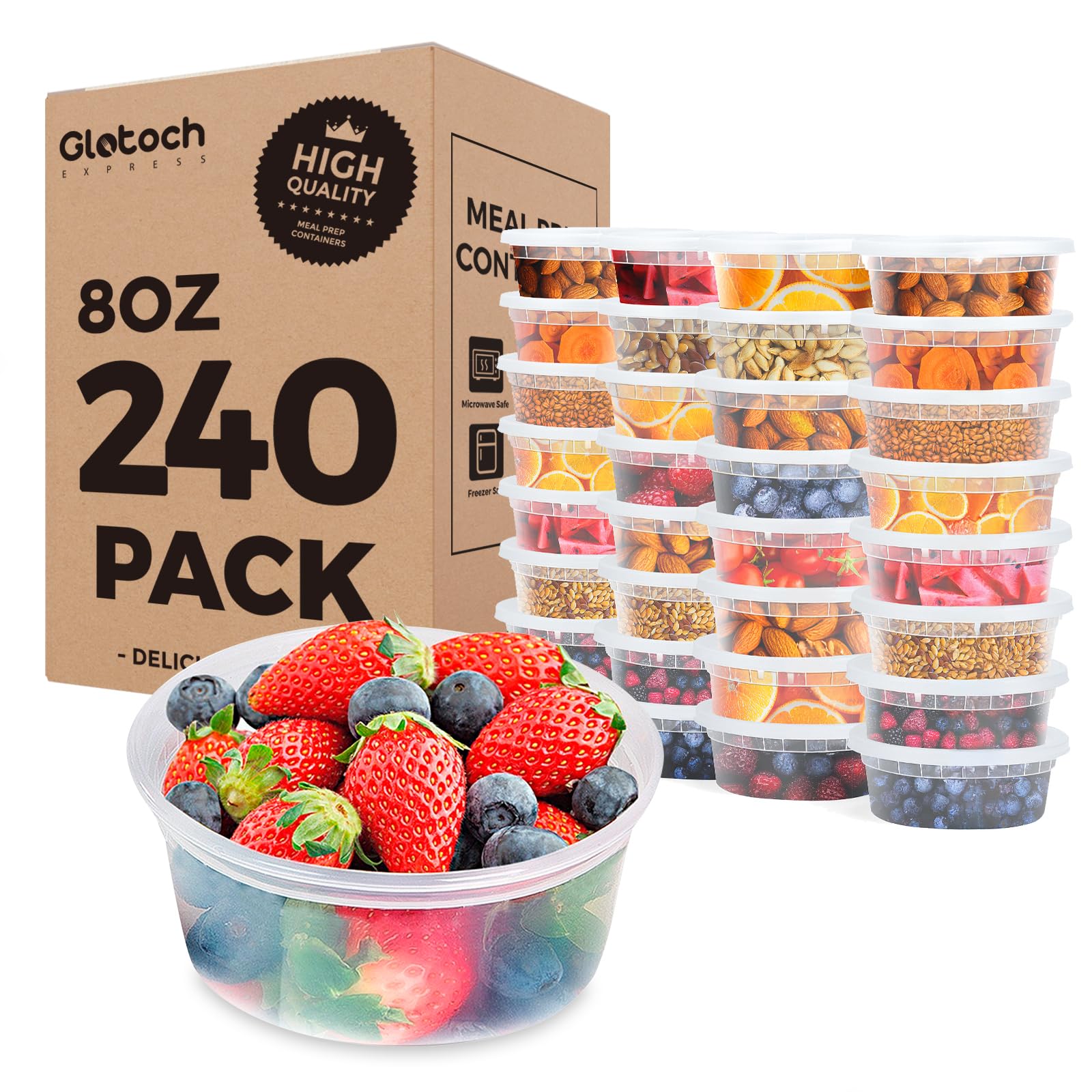 Glotoch 24 Pack 16 oz Deli Containers with Lids, Plastic Food Storage Freezer Storge Soup Containers with Lids - Microwave, Freezer & Dishwasher Safe Eco-Friendly, BPA-Free, Reusable & Stackable