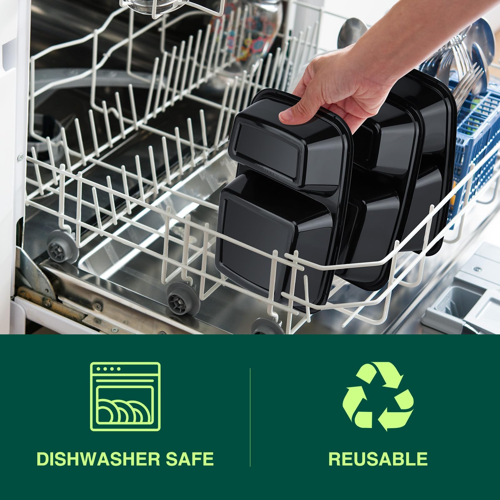 Glotoch 50 Pack 32 oz Meal Prep Containers Reusable, 2 Compartment Food Containers with Lids To Go Containers, Lunch-Microwave,Freezer,Dishwasher Safe