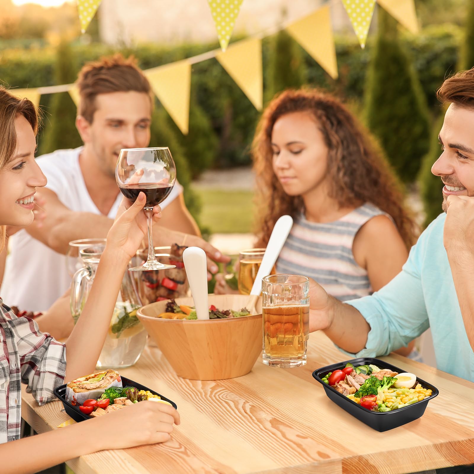 Glotoch 50 Pack 32 oz Meal Prep Containers Reusable, 2 Compartment Food Containers with Lids To Go Containers, Lunch-Microwave,Freezer,Dishwasher Safe