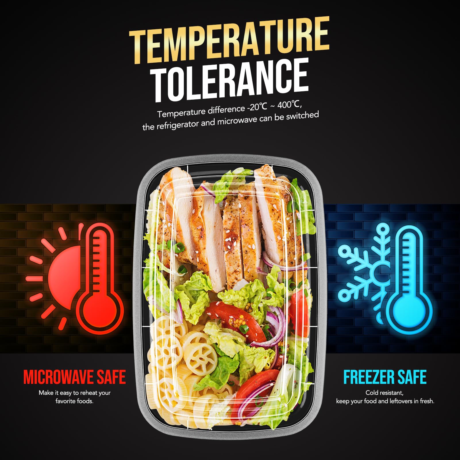 Glotoch 50 Pack 32 oz Meal Prep Containers Reusable, 2 Compartment Food Containers with Lids To Go Containers, Lunch-Microwave,Freezer,Dishwasher Safe