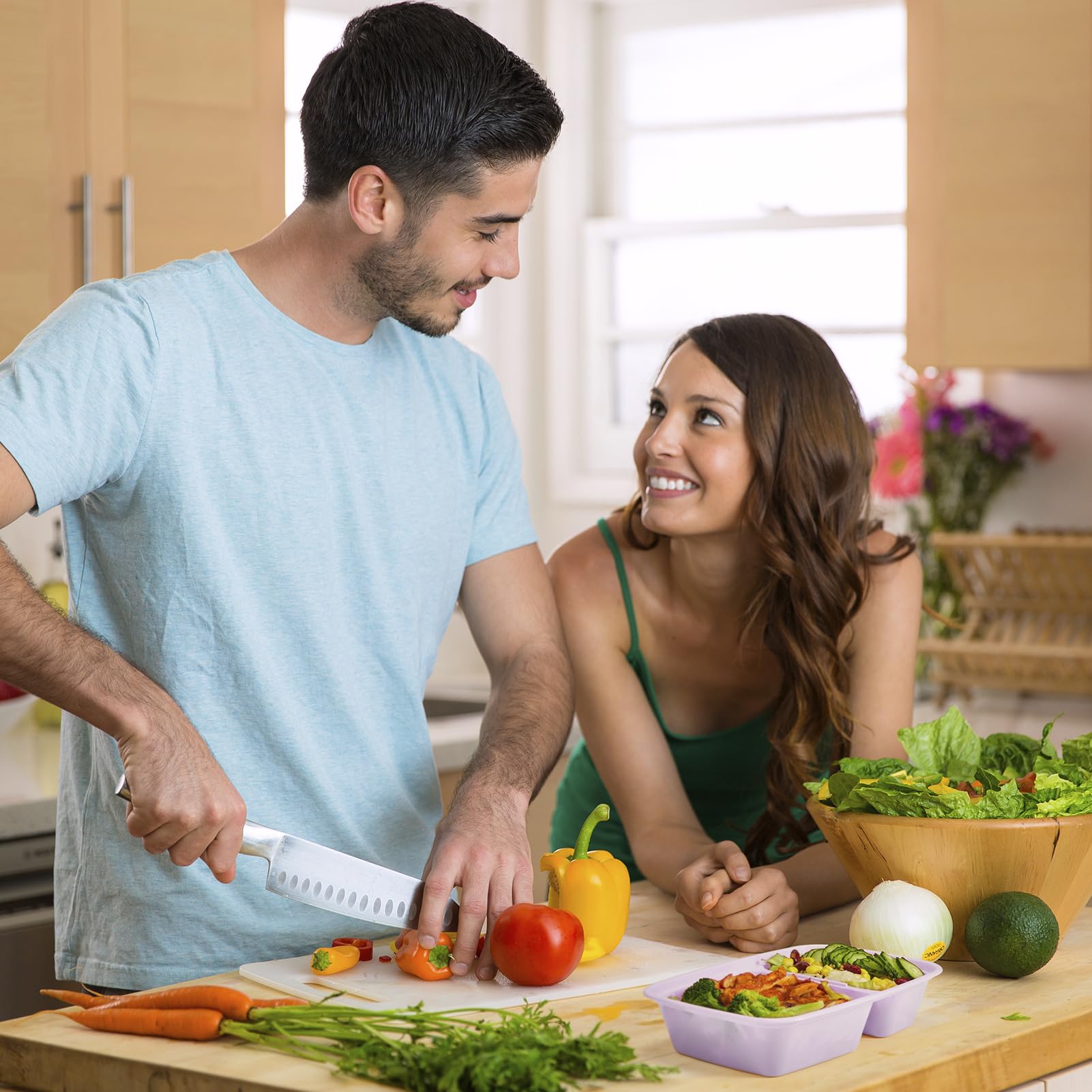 Glotoch 50 Pack 32 oz Meal Prep Containers Reusable, 2 Compartment Food Containers with Lids To Go Containers, Lunch-Microwave,Freezer,Dishwasher Safe