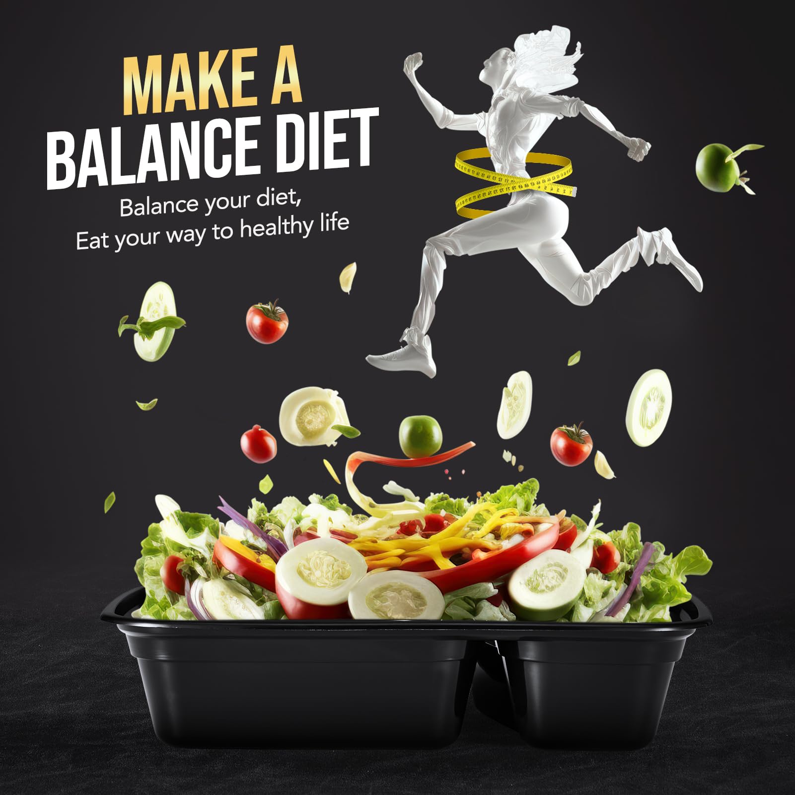 Glotoch 50 Pack 32 oz Meal Prep Containers Reusable, 2 Compartment Food Containers with Lids To Go Containers, Lunch-Microwave,Freezer,Dishwasher Safe