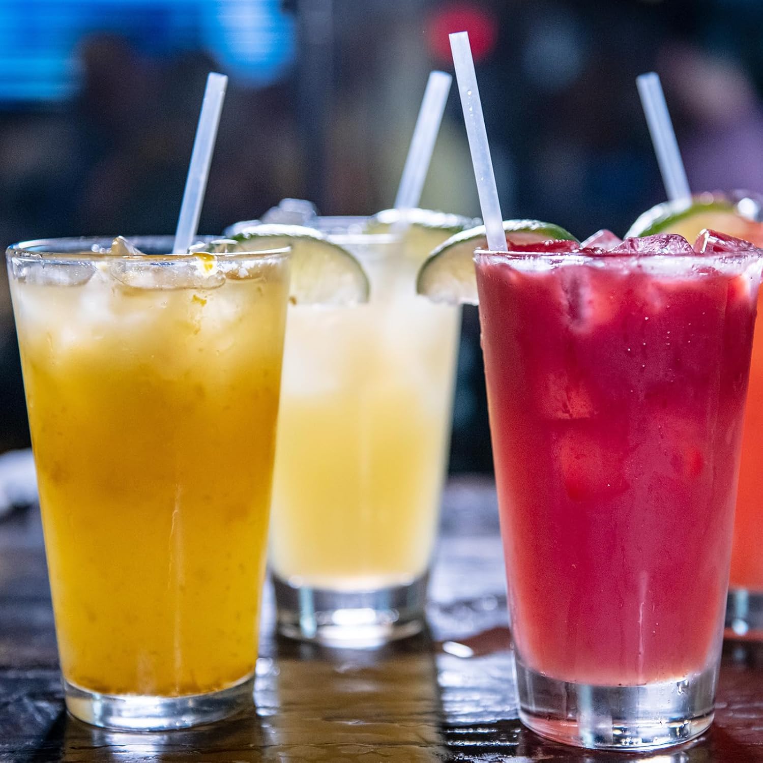 Glotoch Express 16oz 100 Sets Plastic Iced Coffee Cups with Lids and Straws & 500 pcs Individually Wrapped Clear Plastic Straws